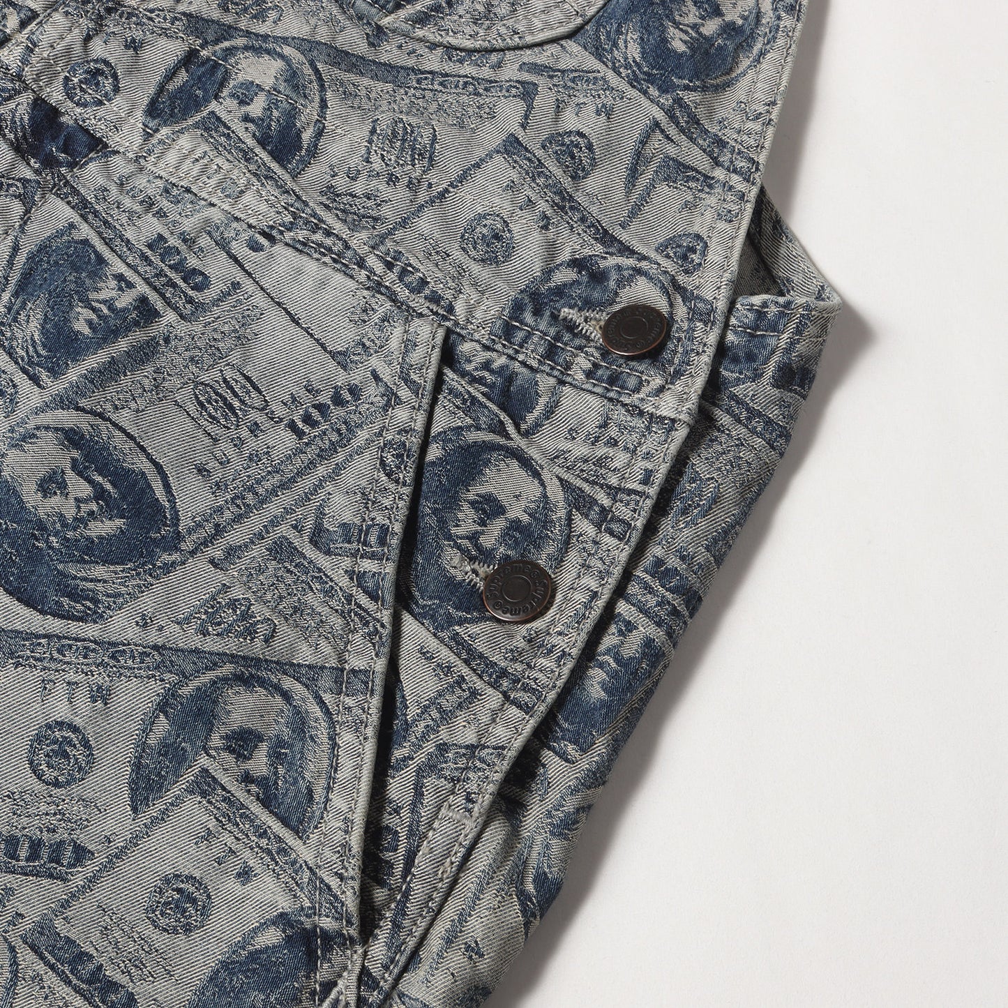 100ドル札柄 ジャガード デニム オーバーオール(100 Dollar Bill Overalls)