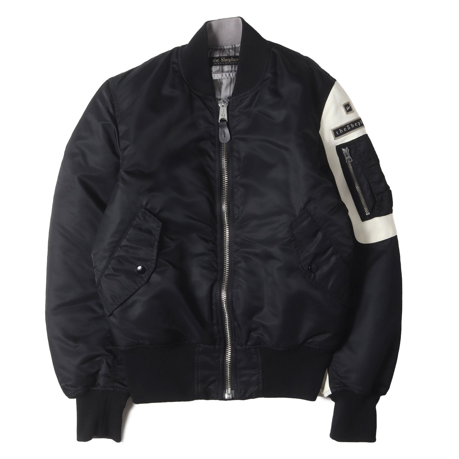 the Shepherd ×fragment design ×ALPHA 袖レザー MA-1 ボンバー the Shepherd ×fragment design ×ALPHA 袖レザー MA-1 ボンバー