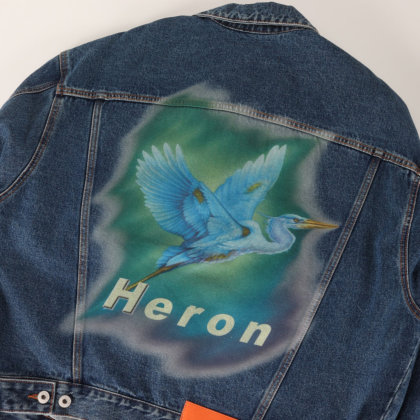 バードプリント オーバーサイズ デニムジャケット(AIRBRUSH DENIM JACKET)