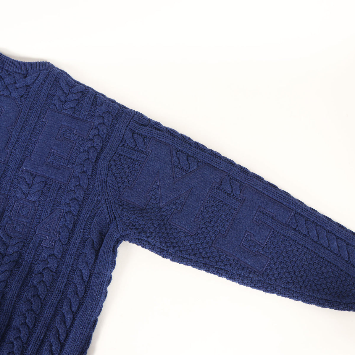 23AW ビッグロゴ ケーブル編み ウールニット セーター(Appliqu Cable Knit Sweater)