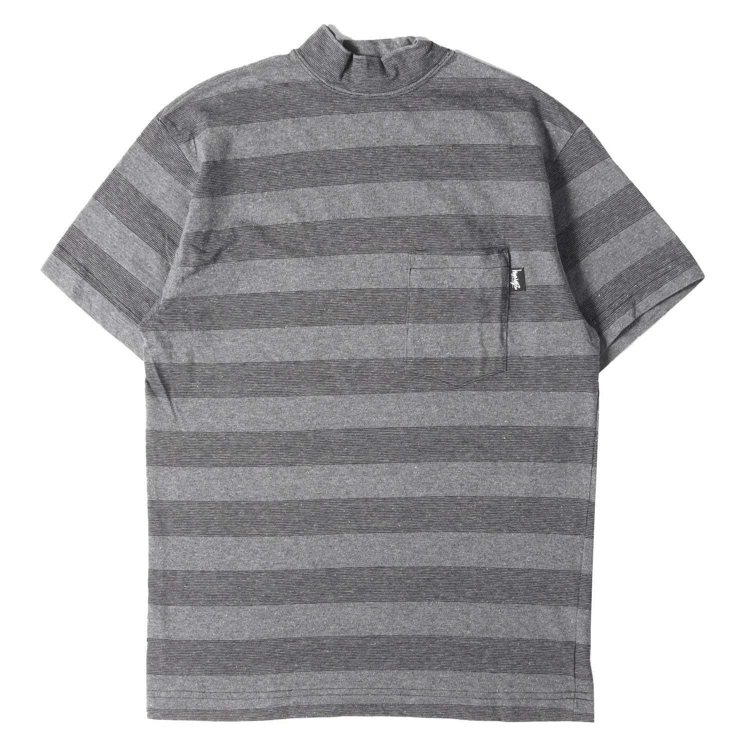 STUSSY (ステューシー) 80s OLD STUSSY 黒タグ モックネック ボーダー 