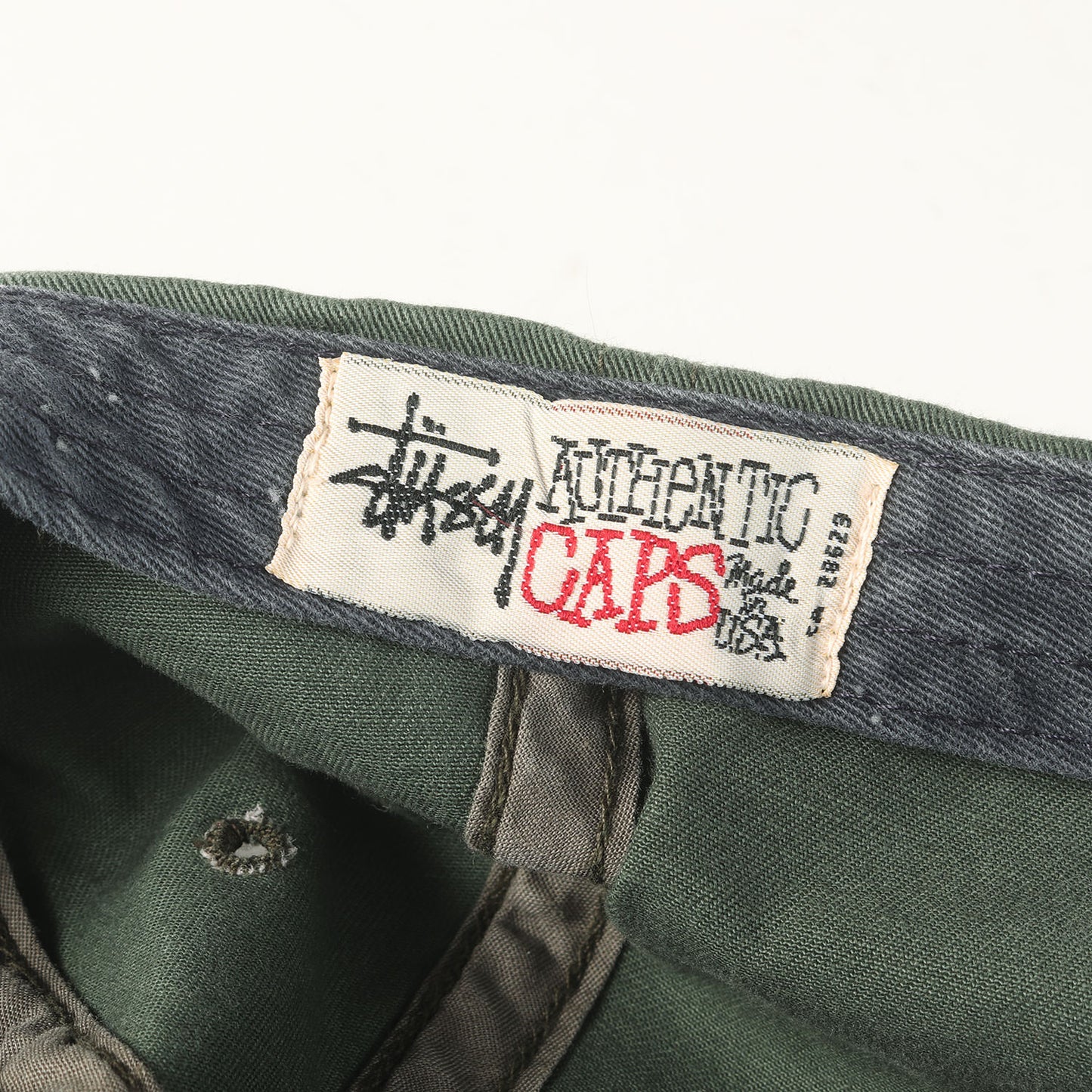 90s OLD STUSSY 白タグ アーチロゴ刺繍 6パネルキャップ(USA製)