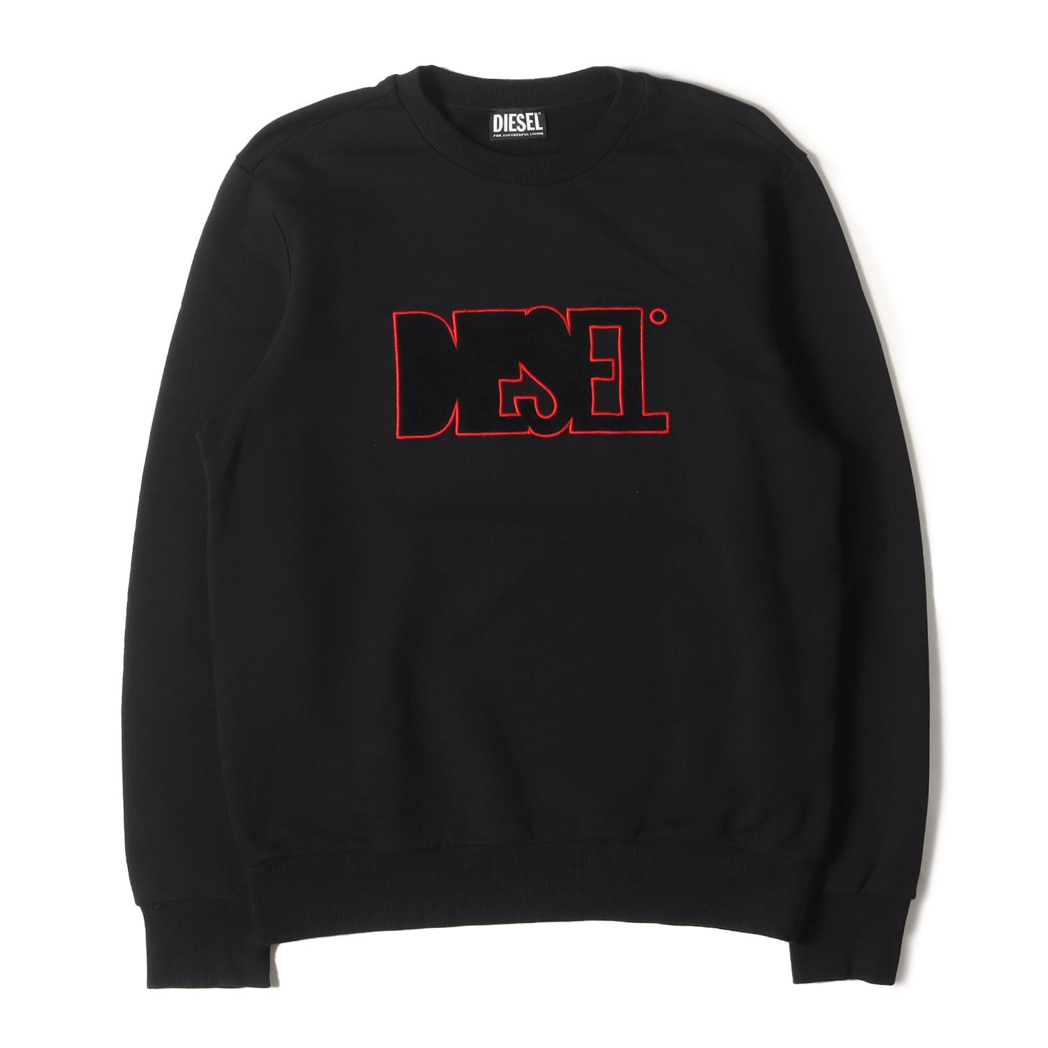 DIESEL ブラック クルーネック スウェット DIESEL ブラック ロゴ クルーネック スウェット
