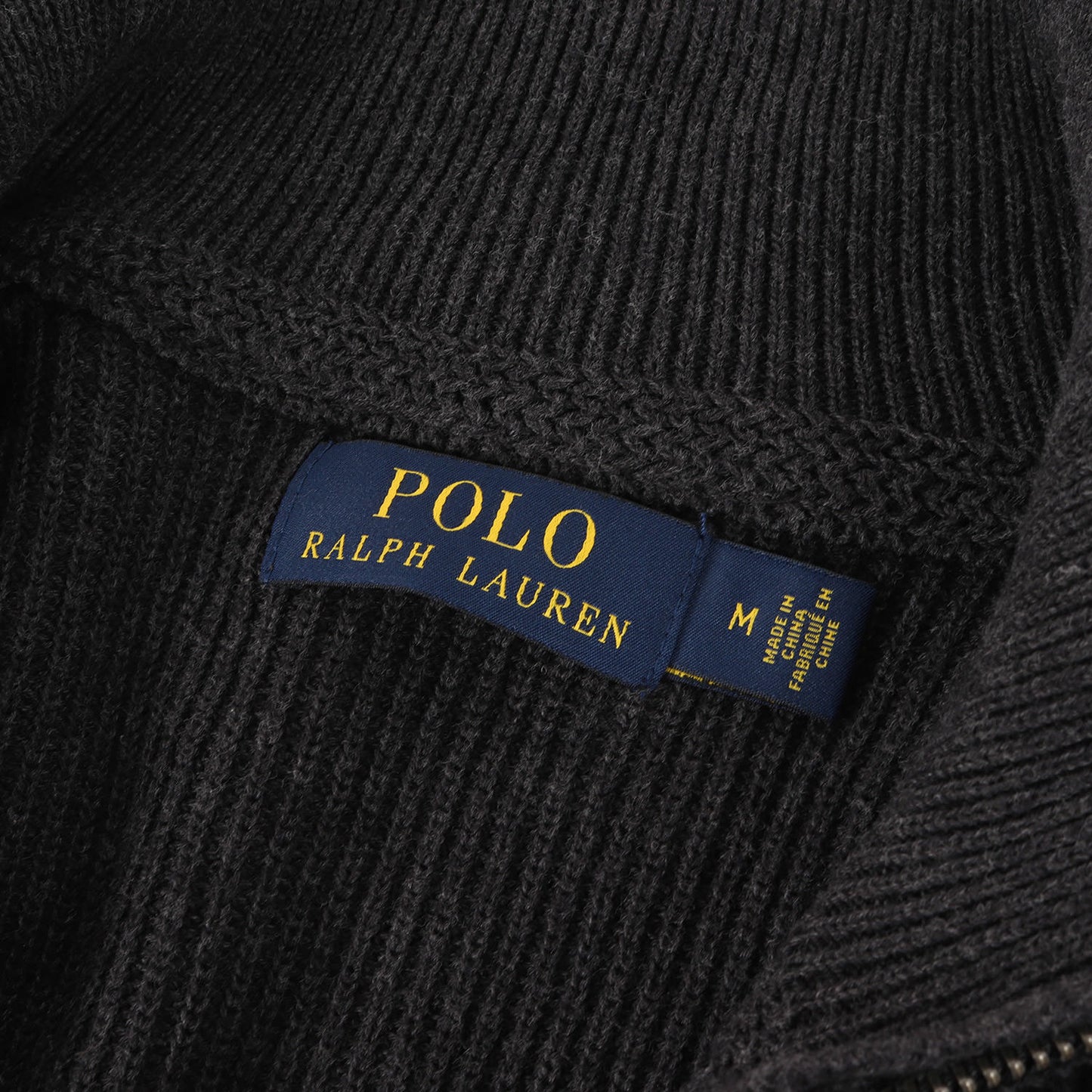 フルジップ ハイネック コットンニット