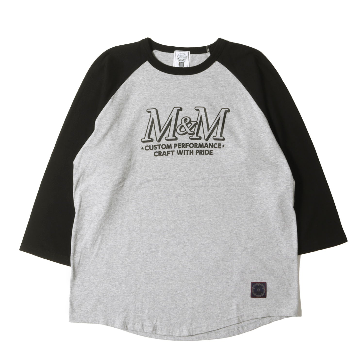 M&M (エムアンドエム) ブランドロゴ 7分袖 ラグラン Tシャツ 