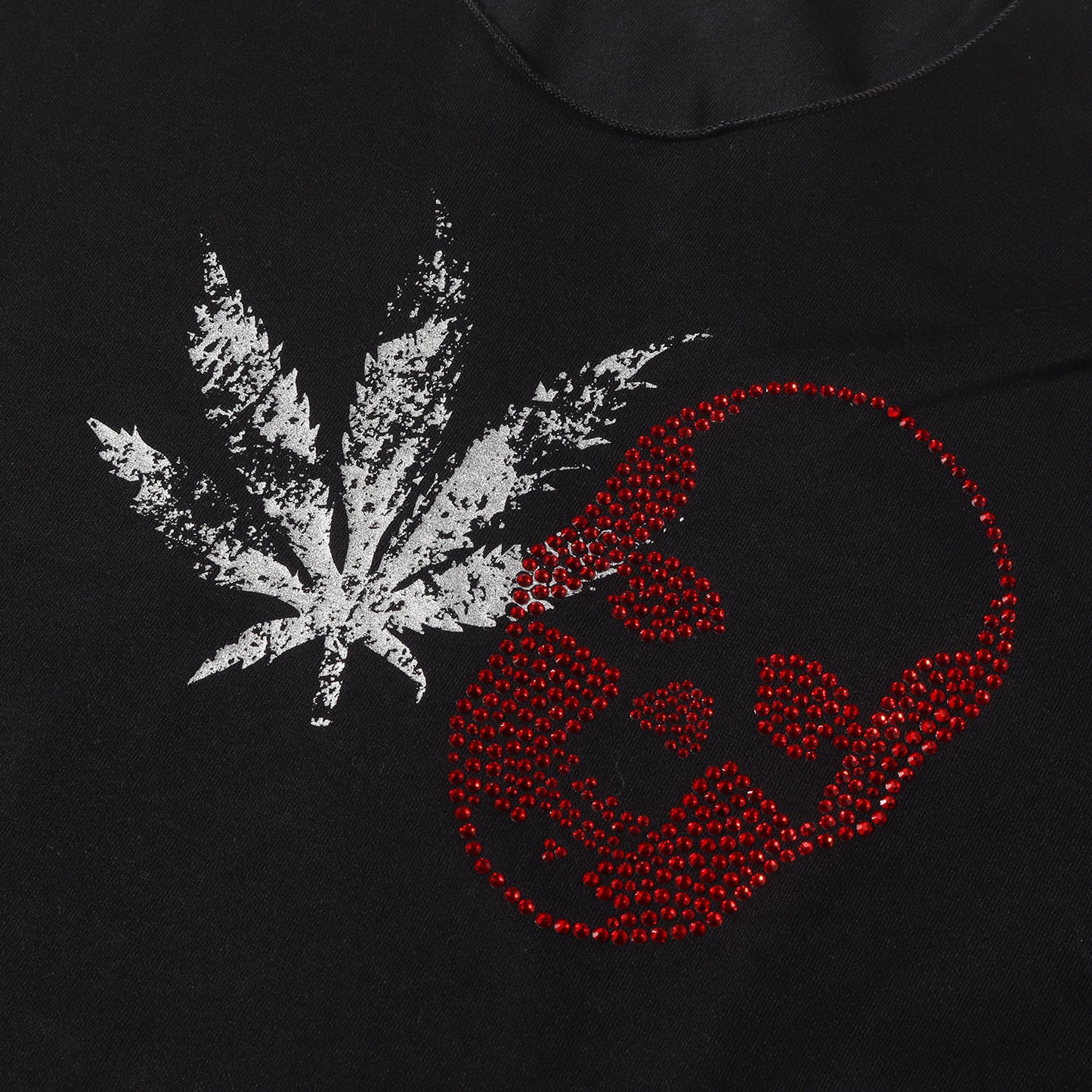 ラインストーン スカル&マリファナ Tシャツ