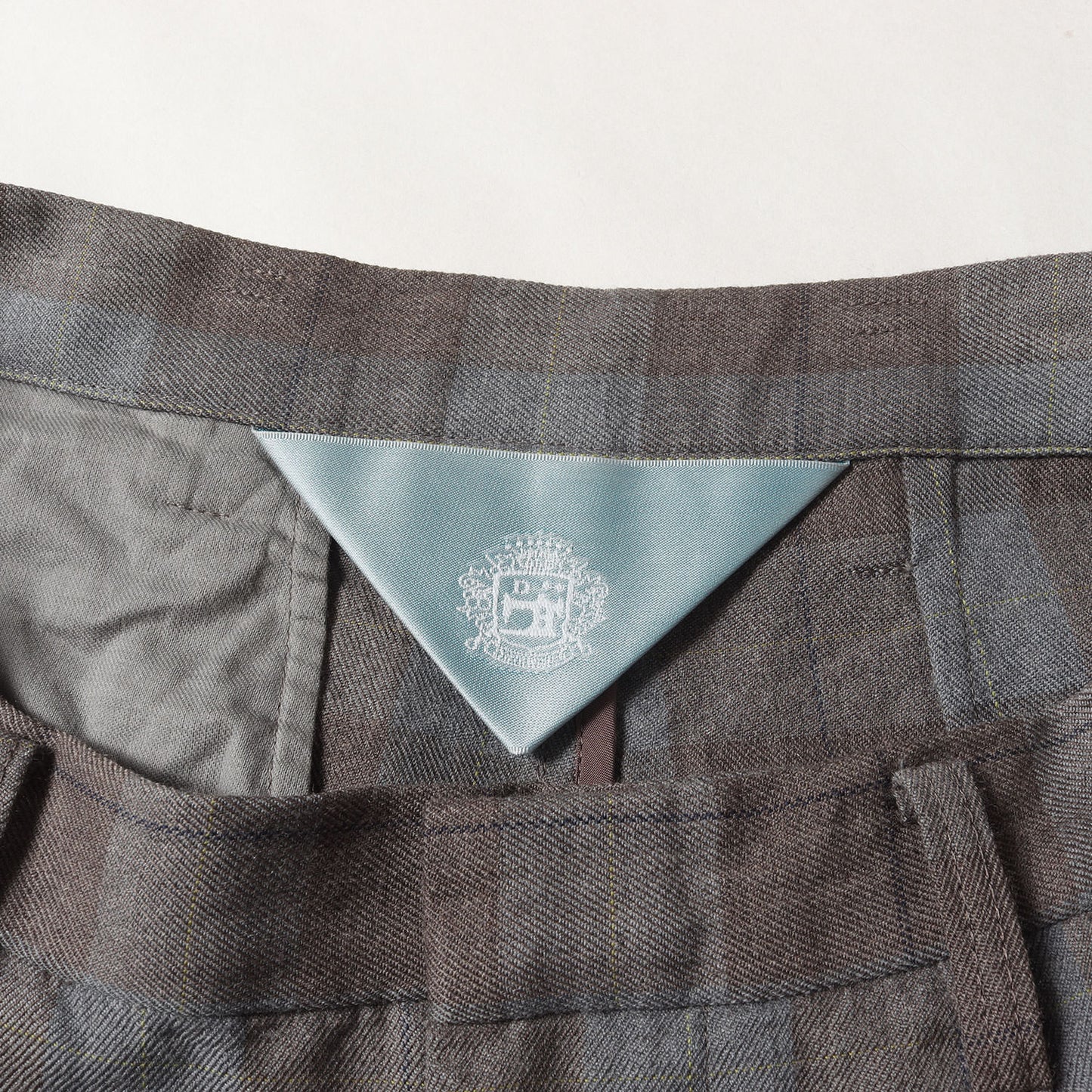 チェック ウール アンクルカット スラックスパンツ