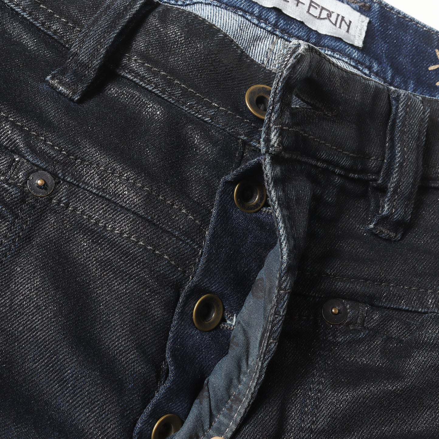 DIESEL+EDUN コーティング加工 ストレッチ スリム デニムパンツ