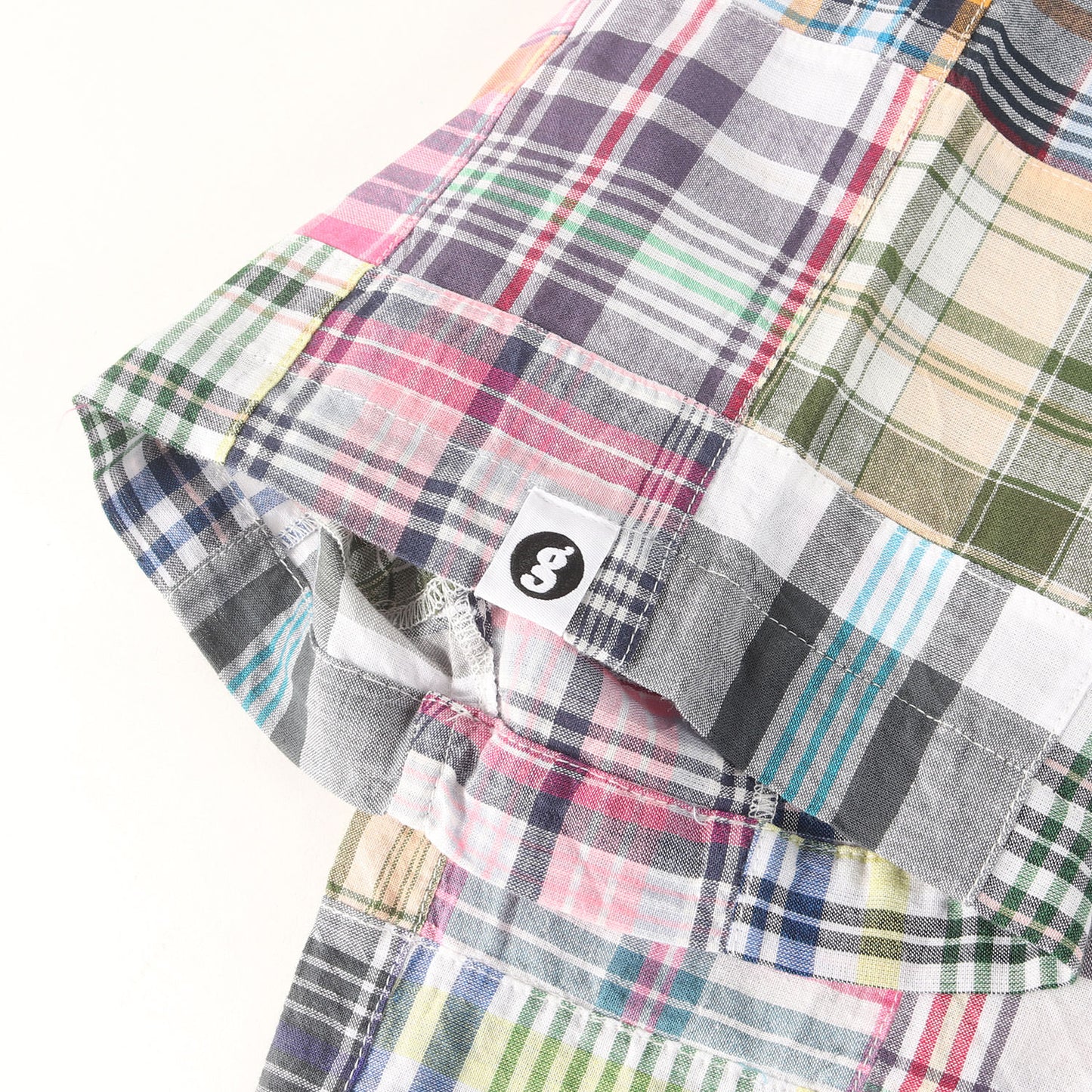 25SS ×GOODENOUGH 背ロゴ パッチワーク マドラスチェック 半袖シャツ(Patchwork Madras S/S Shirt)