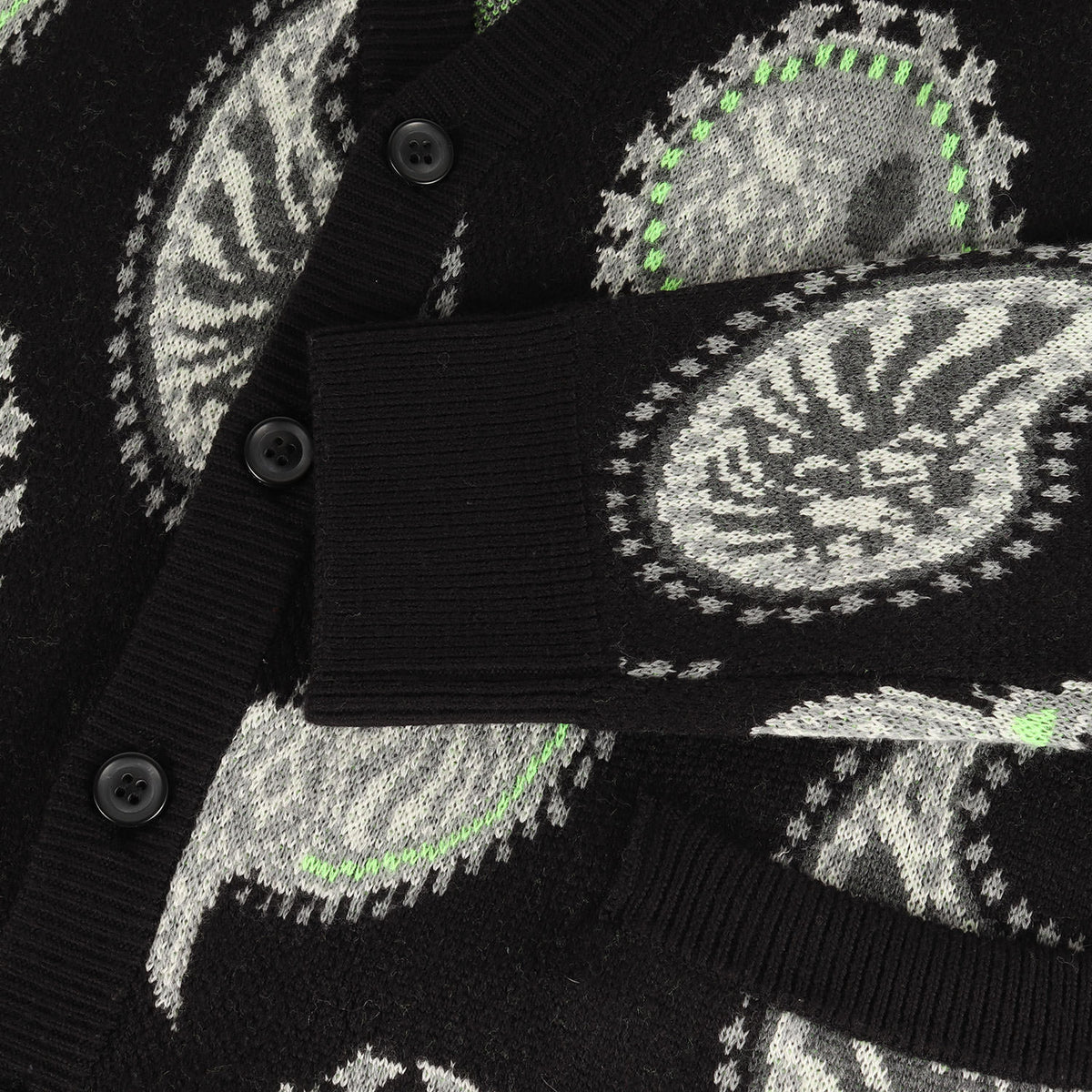 BAPE BLACK ペイズリー柄 ジャガード ニット カーディガン(PAISLEY PATTERN CARDIGAN)