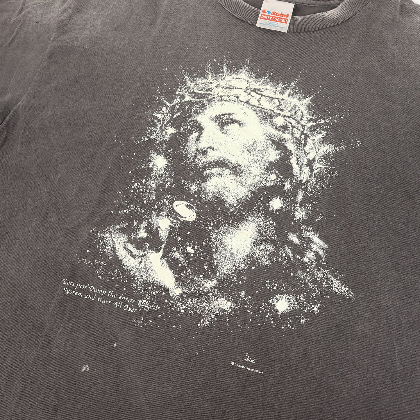 25SS ヴィンテージ加工 キリスト 蓄光プリント Tシャツ(SS TEE JESUS)