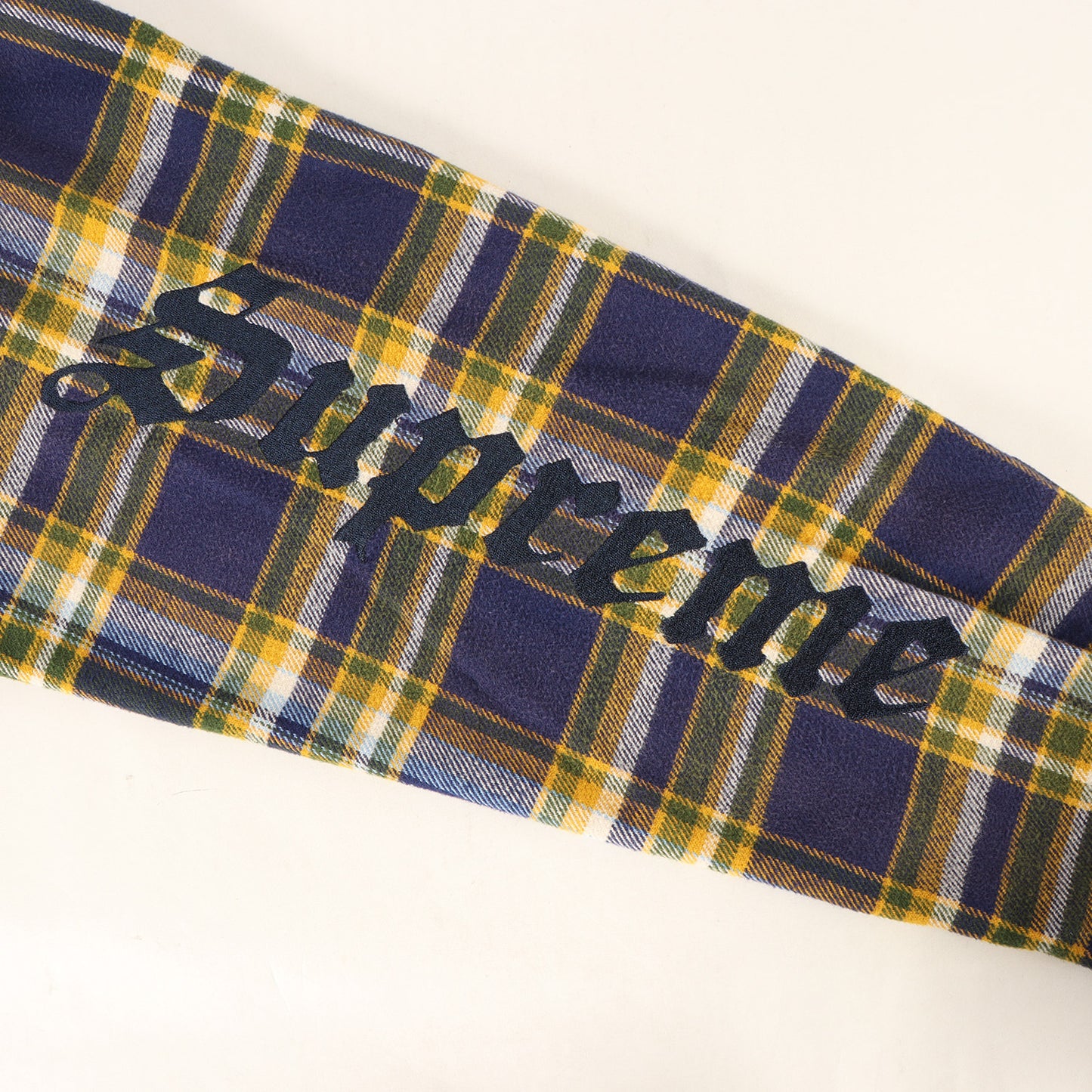 25SS フェード加工 袖ロゴ刺繍 チェック フランネルシャツ(Old English Plaid Flannel Shirt)