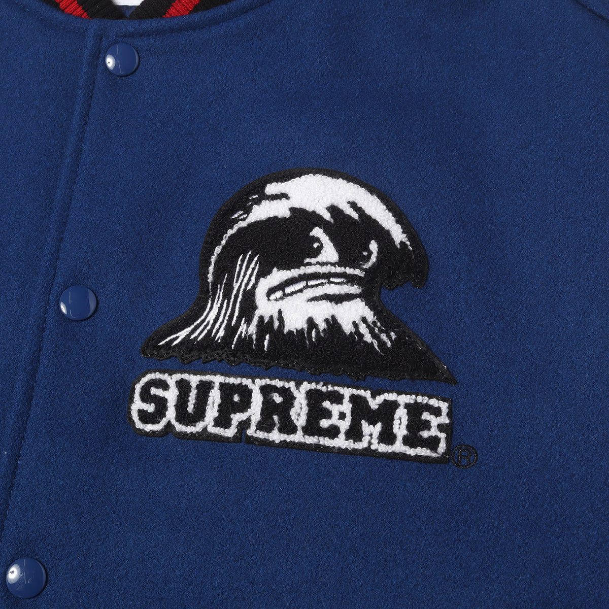 24SS ウェーブ 袖レザー メルトン スタジャン / バーシティジャケット(Wave Varsity Jacket)