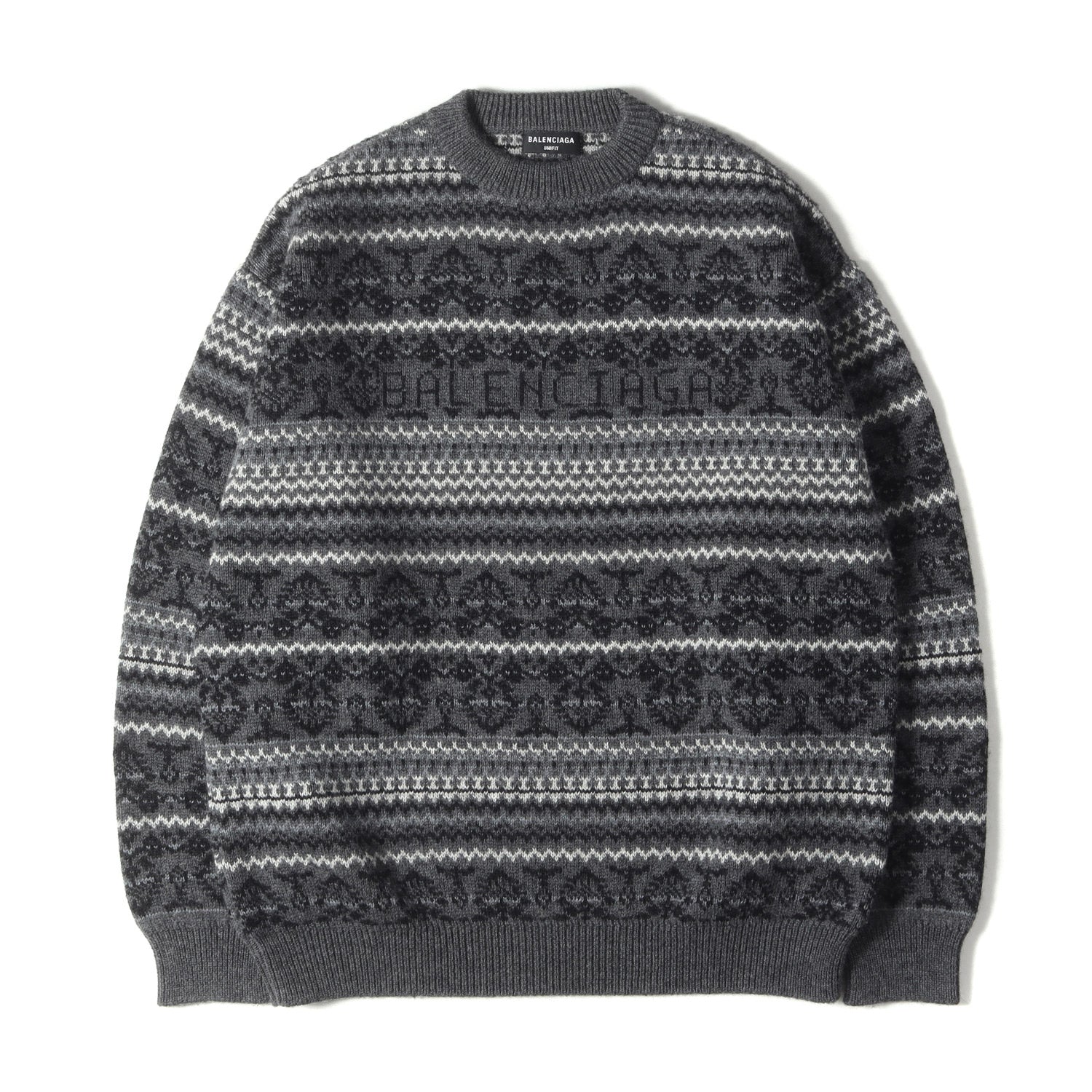 21AW ロゴ ジャガード フェアアイル ニット セーター (Fairisle Crewneck 675280 T1612) / UNIFIT