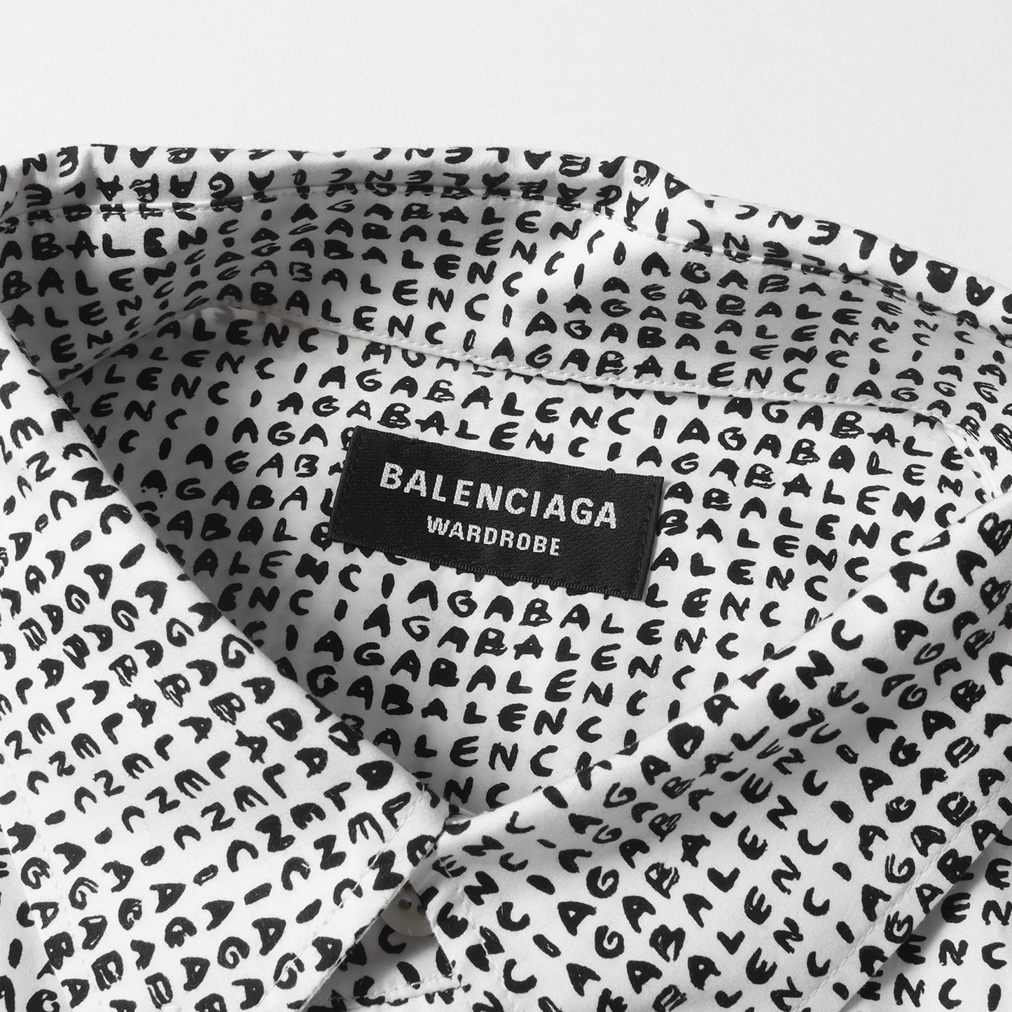 21AW ドローイング リピート ロゴ ボタンダウン ブロード ドレス シャツ (627023 TKL40) / 長袖 総柄 ラグカジ WARDROBE