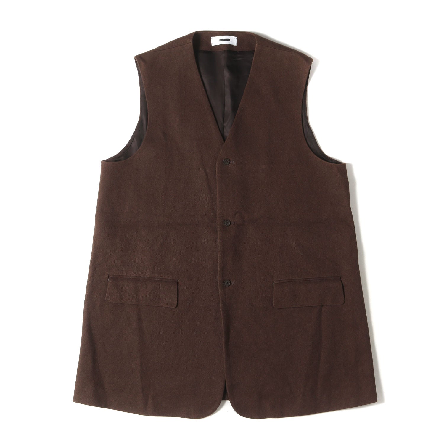 24SS ノーカラー スリーブレス 3B ストレッチ リネンコットン カバー ベスト (LONG TAILORED WAISTCOAT) /  ノースリーブ テーラード ジャケット MADE IN JAPAN