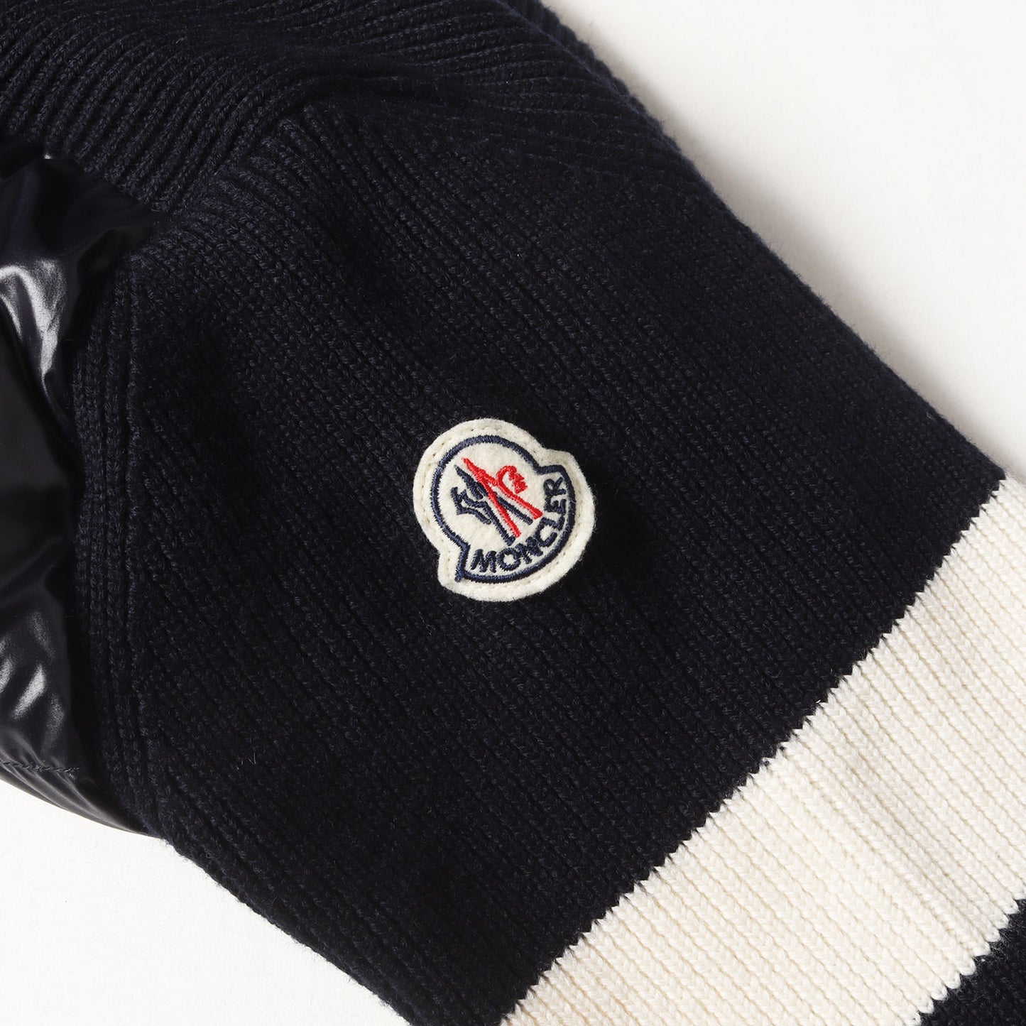 23AW ワイドボーダー ニット コンビ ダブルジップ フーデッド ダウンジャケット (CARDIGAN TRICOT I20919B00017 M1131)