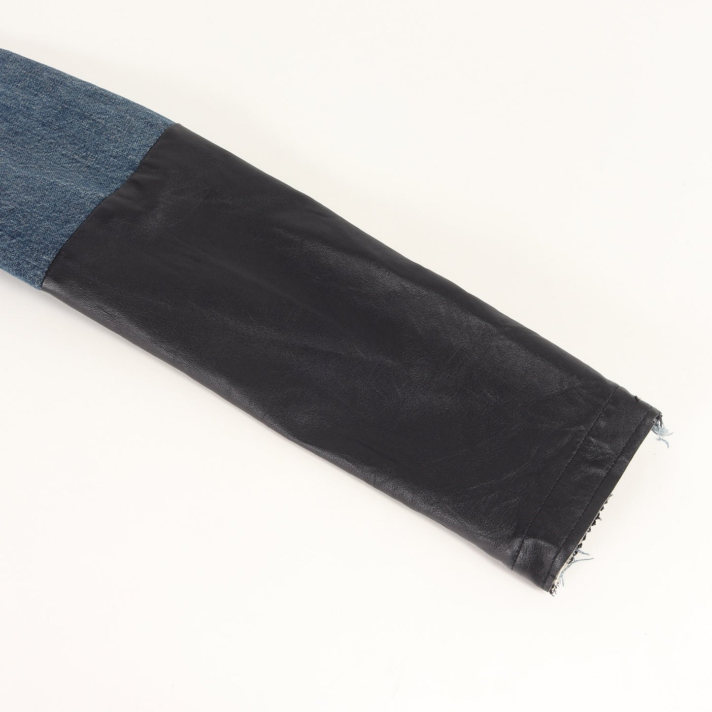 03SS レザー 切替 ヴィンテージ加工 デニム トラッカー ジャケット / VINTAGE DENIM SLIM 1 POCKET