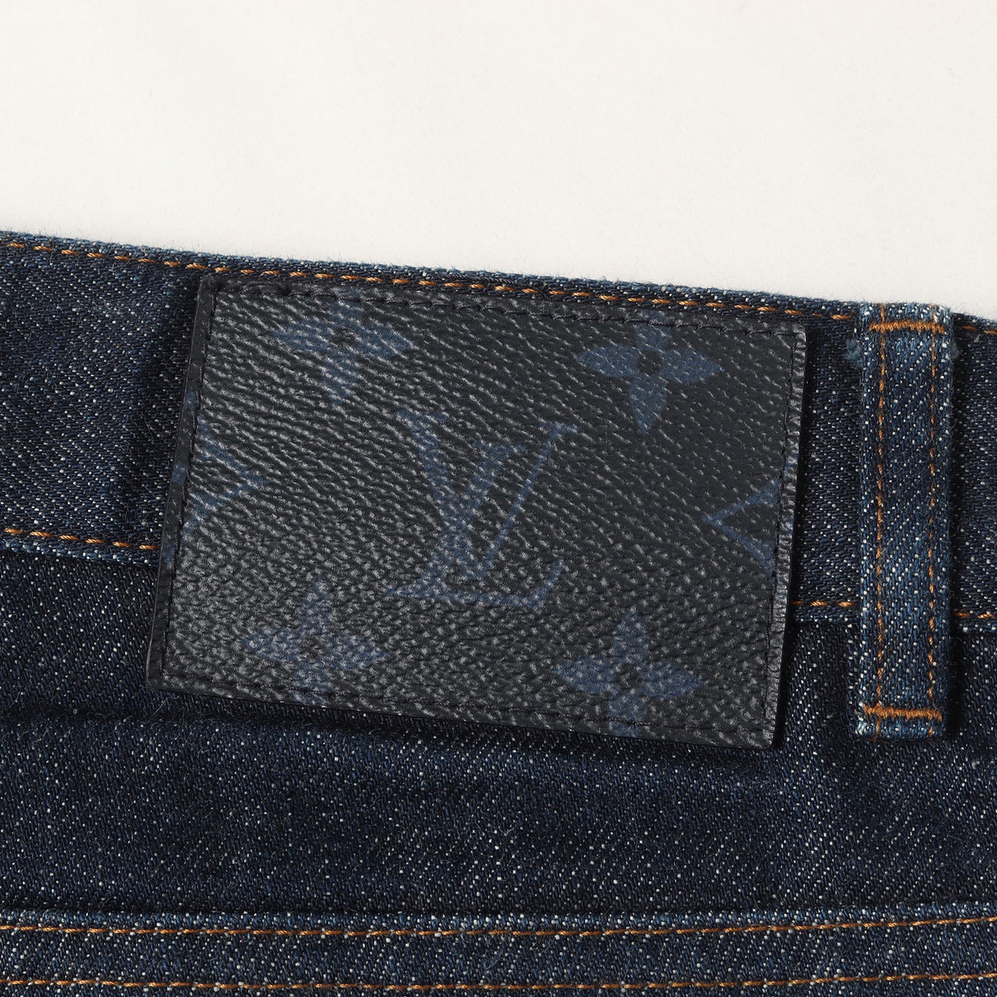 モノグラム レザーパッチ 5ポケット リジッド デニムパンツ 日本製