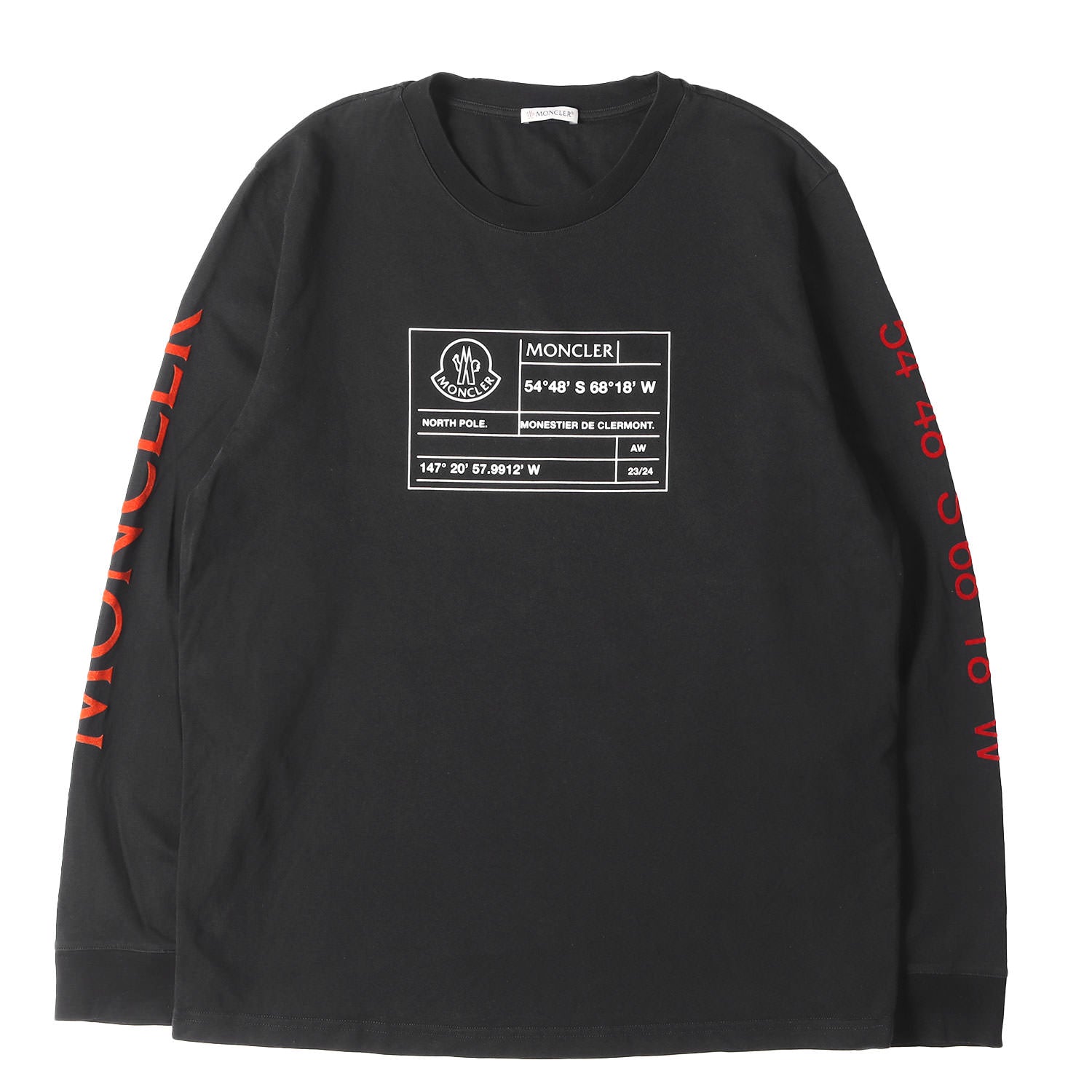 MONCLER (モンクレール) 袖ロゴ フロッキープリント ロングスリーブ T 