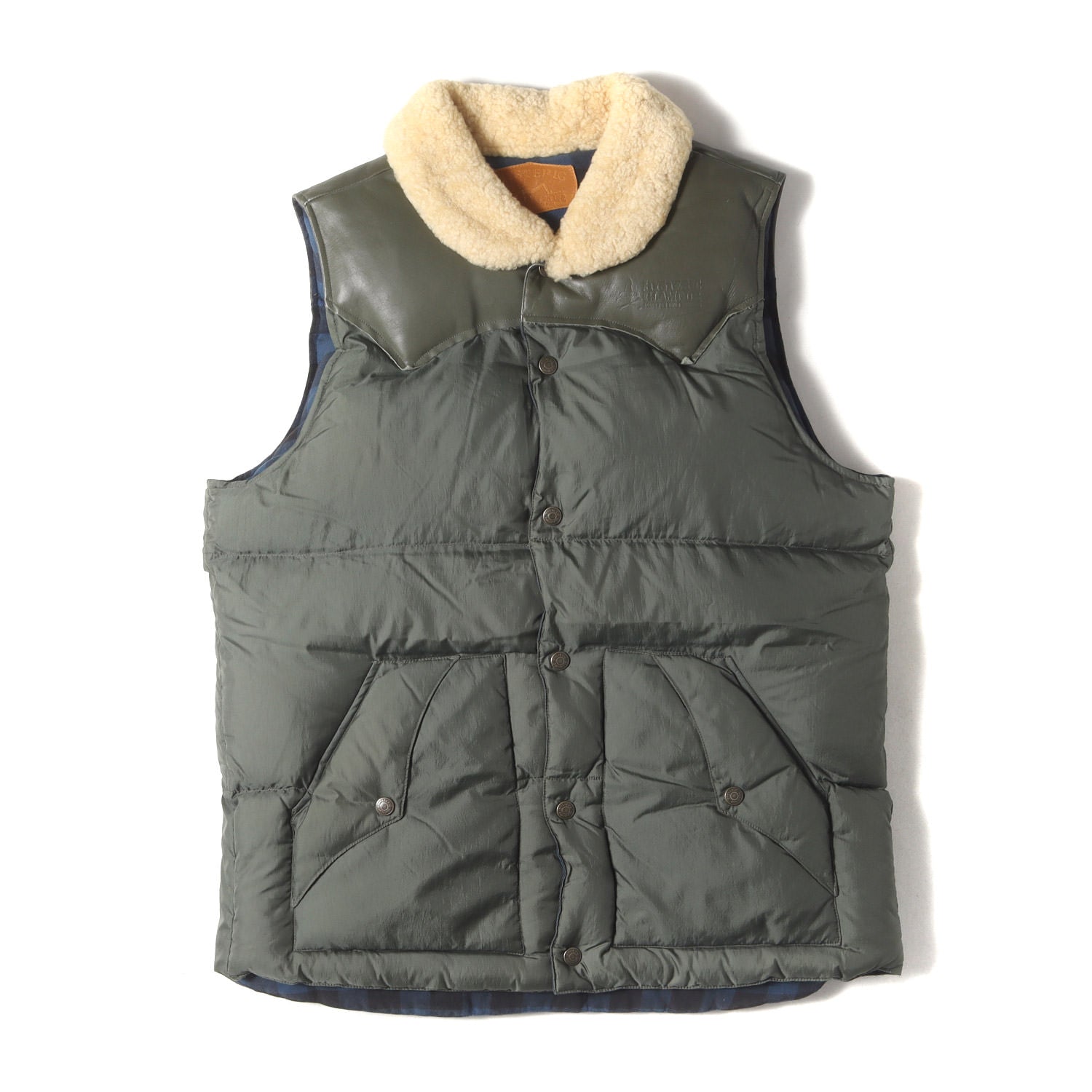 襟ムートン カウレザー ヨーク ナイロン ダウンベスト 0294AV03
