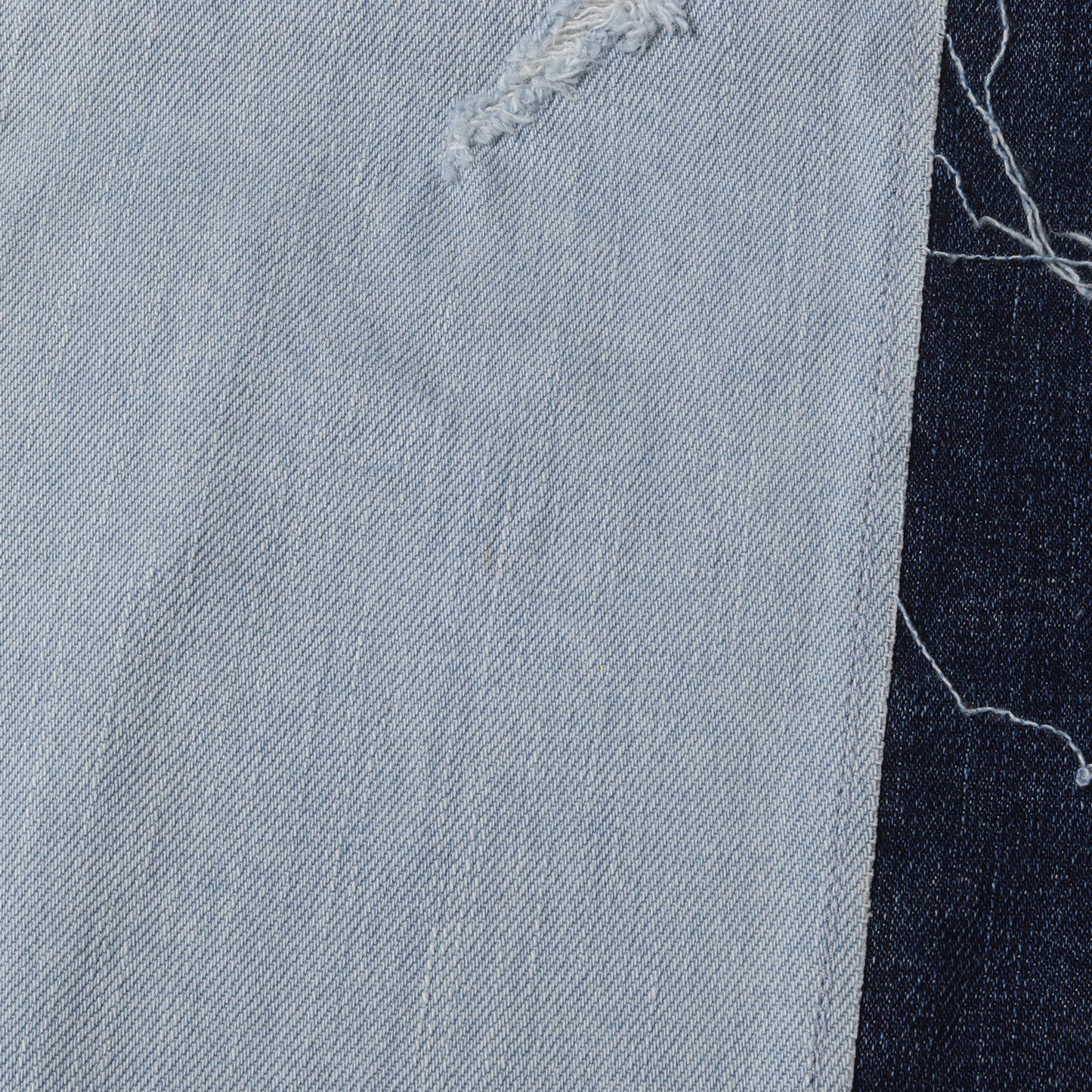 再構築 セラミックタイルパターン ワイド ストレッチ ダメージ デニムパンツ