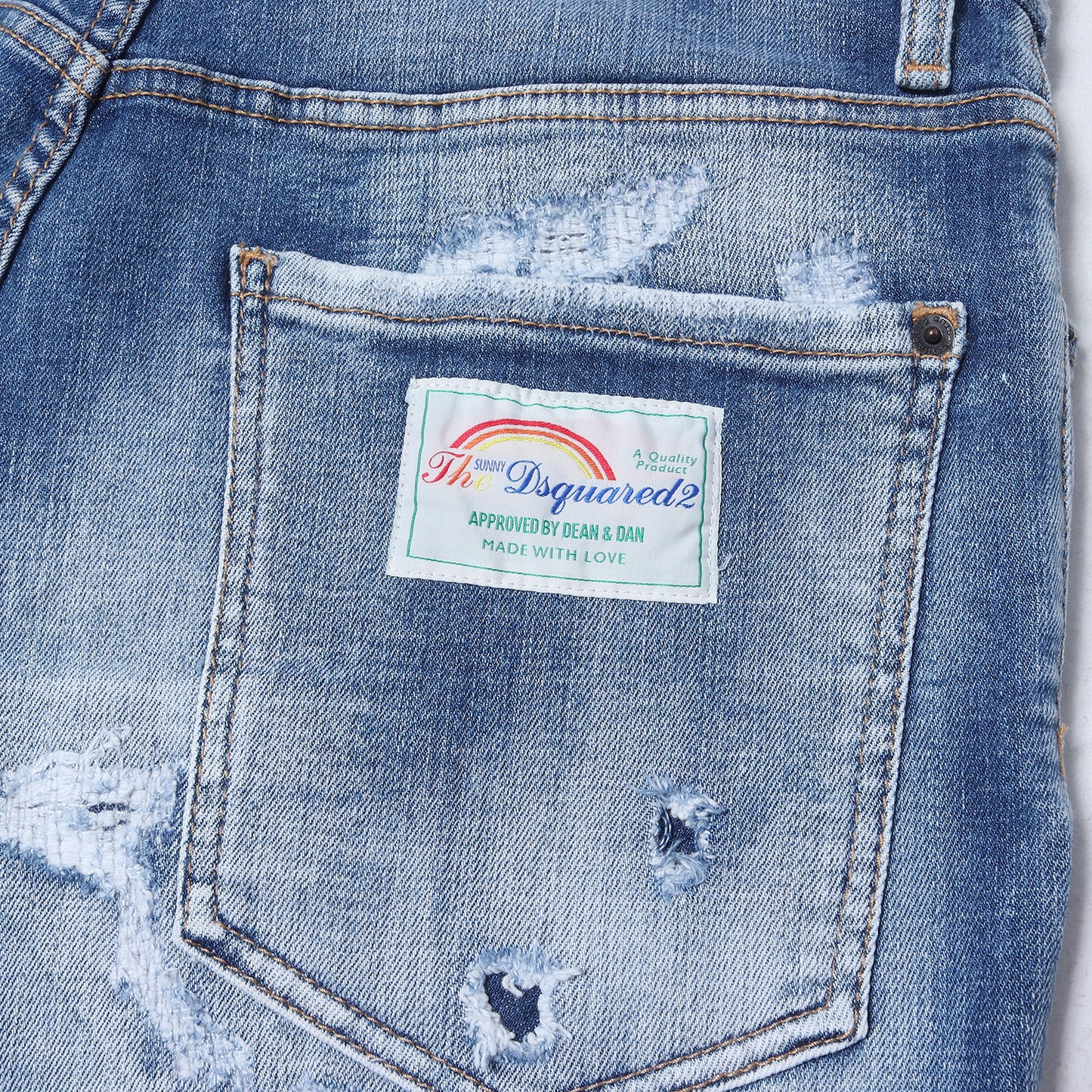 24SS ダメージリペア加工 ストレッチ デニムショーツ(Marine Short)