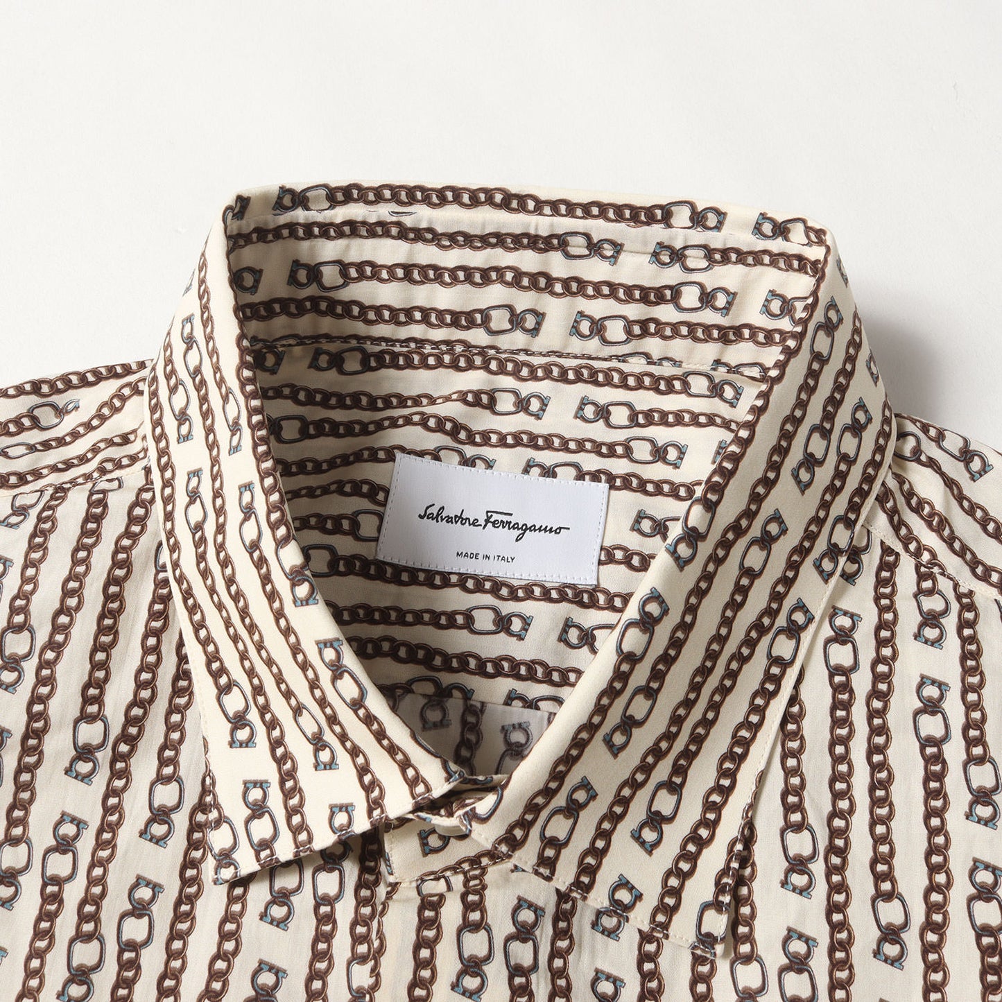 ガンチーニチェーン柄 コットンブロード シャツ