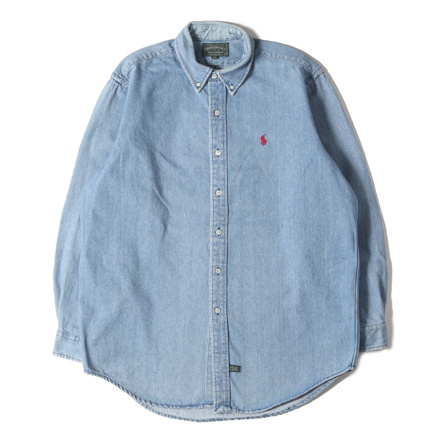 希少 POLO COUNTRY] 90s 赤ポニー ボタンダウン デニムシャツ 