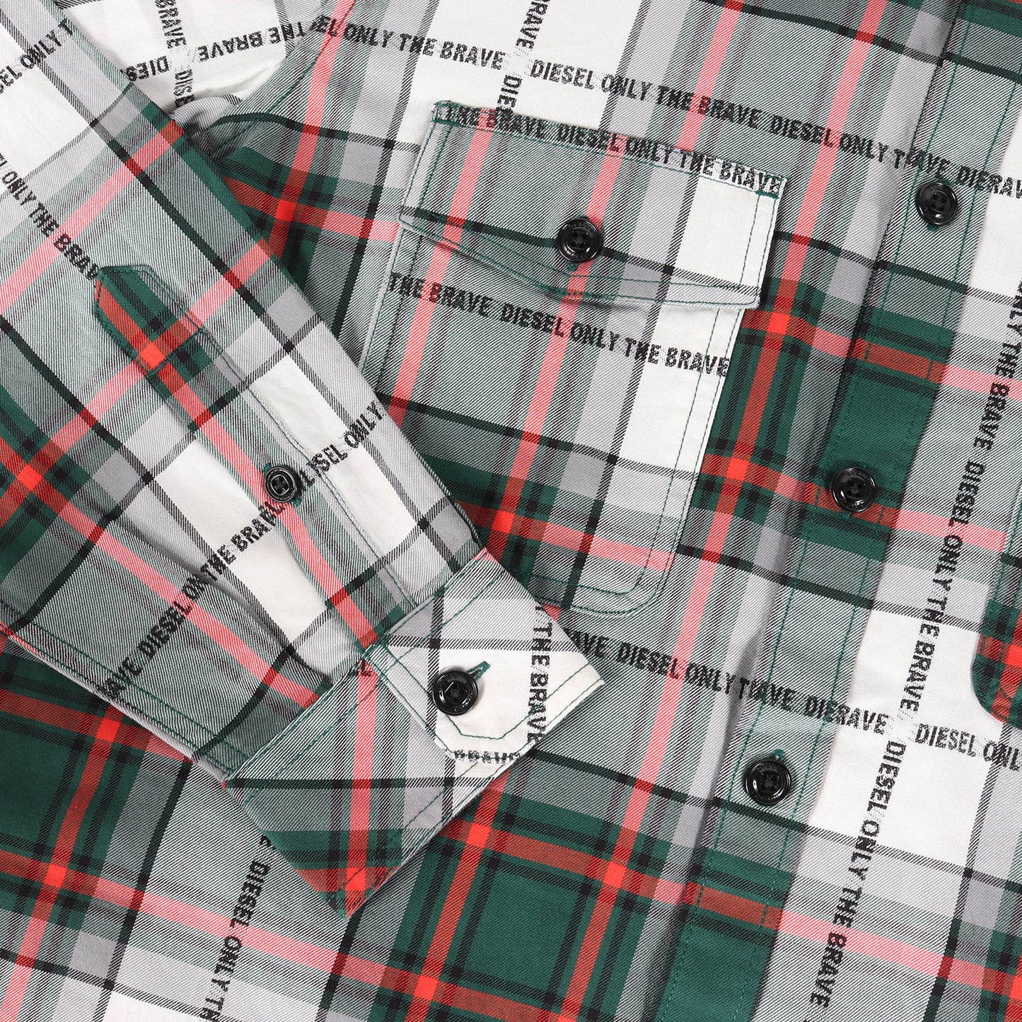 ロゴ刺繍 タータンチェック コットン シャツ