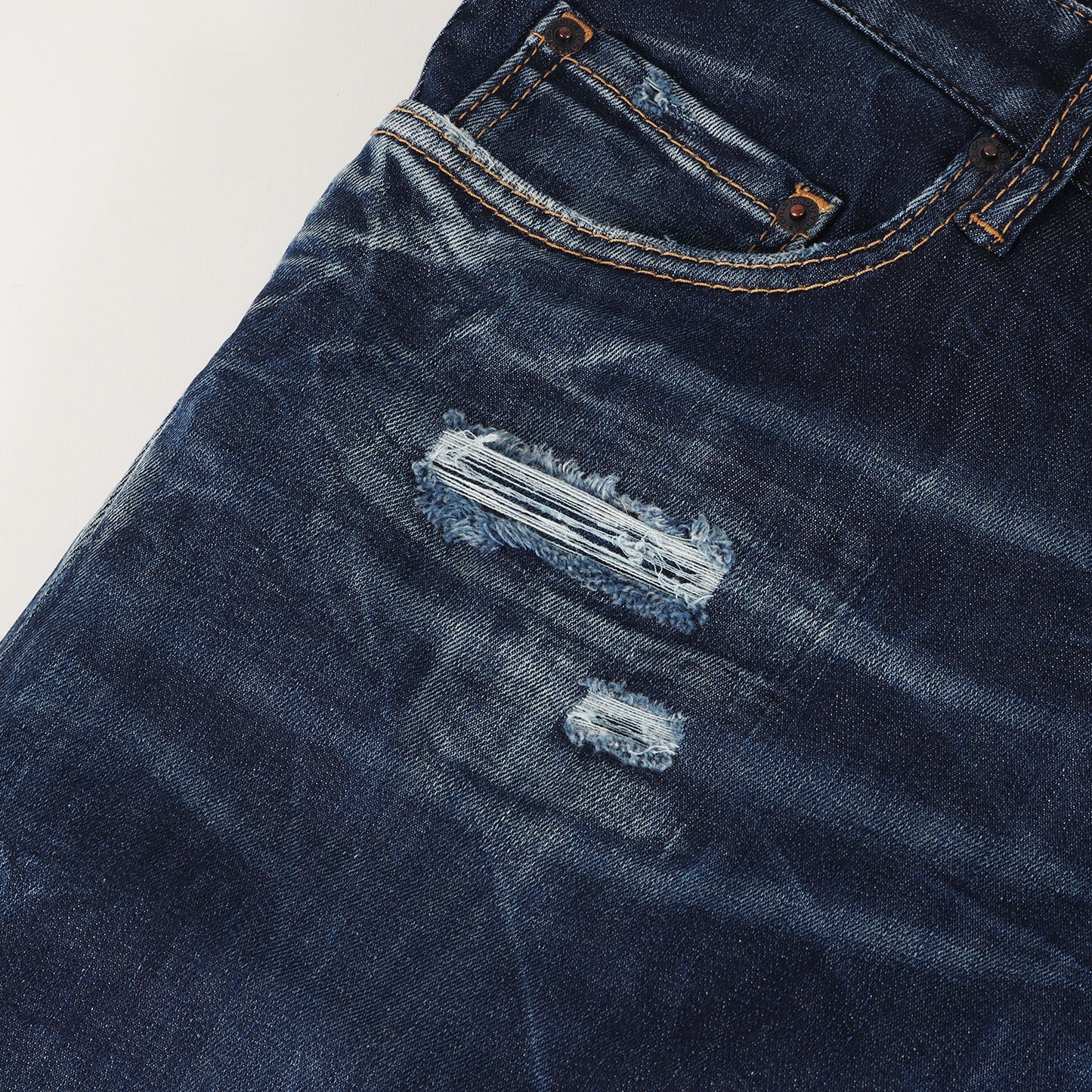 23AW ダメージリペア加工 ストレッチ テーパード デニムパンツ(Super Twinky Jean )
