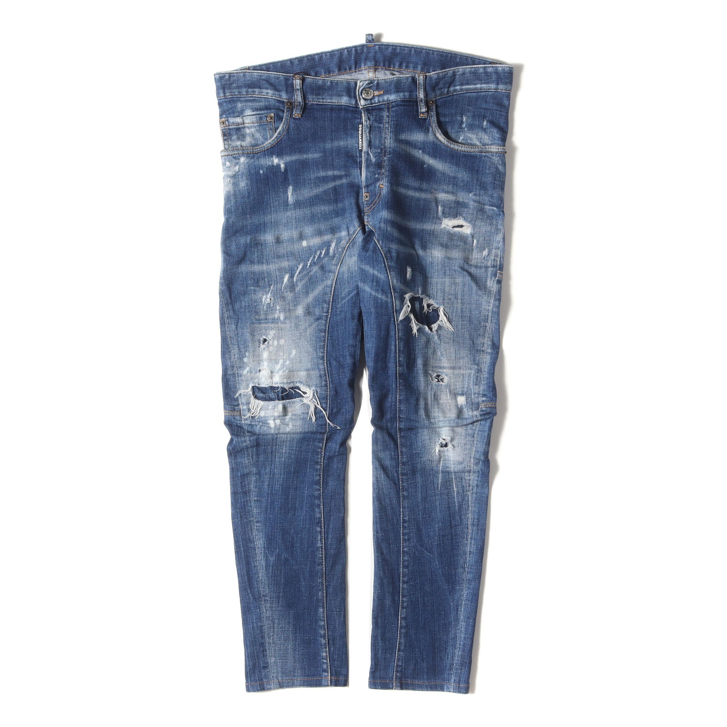 ダメージリペア加工 ストレッチ スリム デニムパンツ(Tidy Biker Jean 
