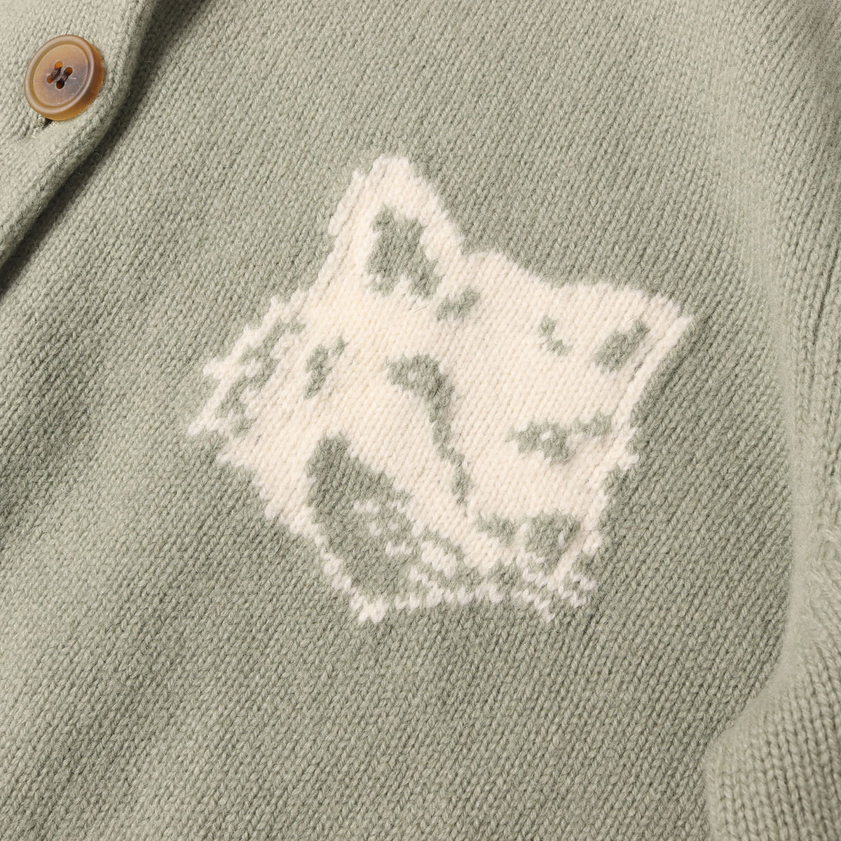 24AW メリノウールニット ハイネック カーディガン(Fox Head Intarsia Merino High Neck Cardigan)