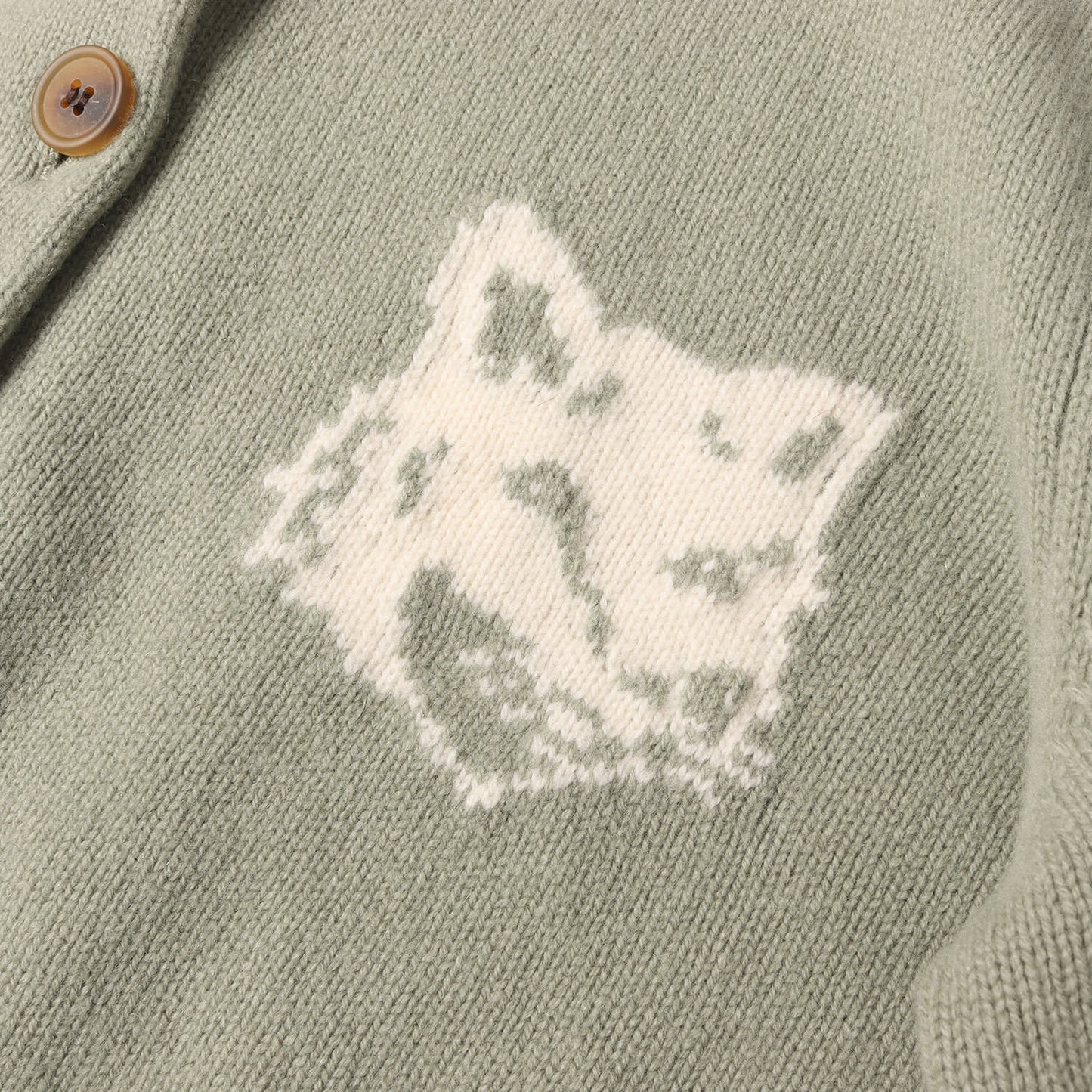 24AW メリノウールニット ハイネック カーディガン(Fox Head Intarsia Merino High Neck Cardigan)