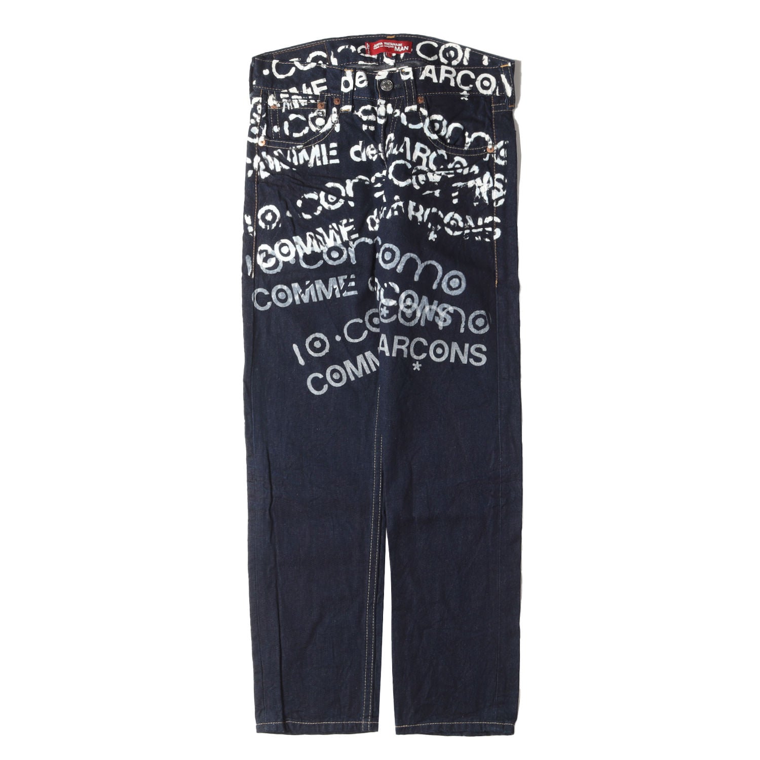 JUNYA WATANABE MAN COMME des GARCONS (ジュンヤワタナベ マン コムデギャルソン) 03AW × Levis × 10  CORSO COMO ロゴ ペンキ ペイント 901 テーパード デニム パンツ (SK-P201) / ボタンフライ ジーンズ Y2K アーカイブ  名作 SPECIAL -