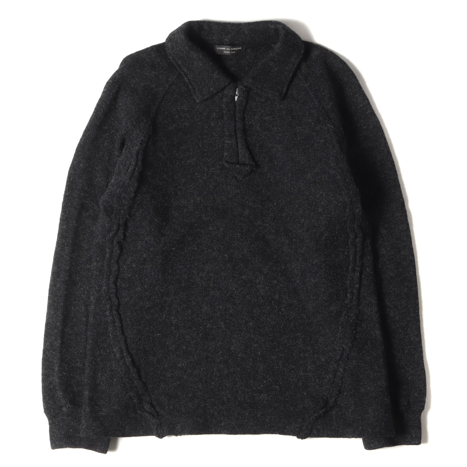 COMME des GARCONS HOMME PLUS (コムデギャルソン オムプリュス) 03AW Curve インサイドアウト ハーフジップ  ロングスリーブ ウール ニット ポロシャツ (PK-T046) / 長袖 アーカイブ カーブ 期 Y2K – ブランド古着の通販・買取 |  BEEGLE by Boo-Bee