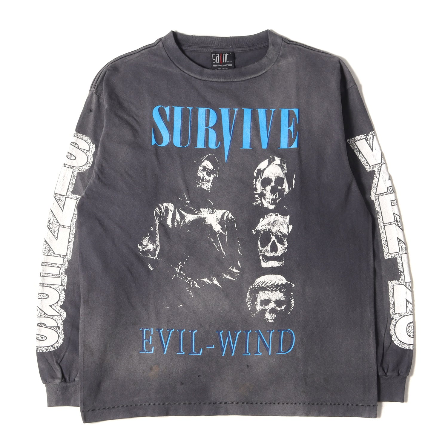 SAINT MICHAEL (セントマイケル) 23AW ヴィンテージ加工 グラフィック ロングスリーブ Tシャツ (LS TEE/SURVIVE  SM-A23-0000-006) / 長袖 ロンT フェード - ブランド古着の通販・買取 | BEEGLE by Boo-Bee