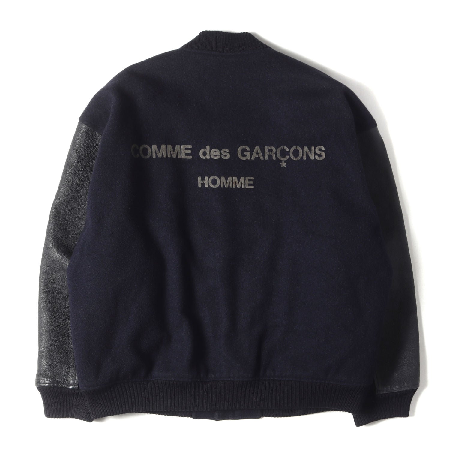 COMME des GARCONS HOMME (コム デ ギャルソン オム) 80s バックロゴ レザー 切替 メルトン スタジャン  (HJ-080500) / バーシティ アーカイブ ヴィンテージ 名作 80年代 - ブランド古着の通販・買取 | BEEGLE by Boo-Bee