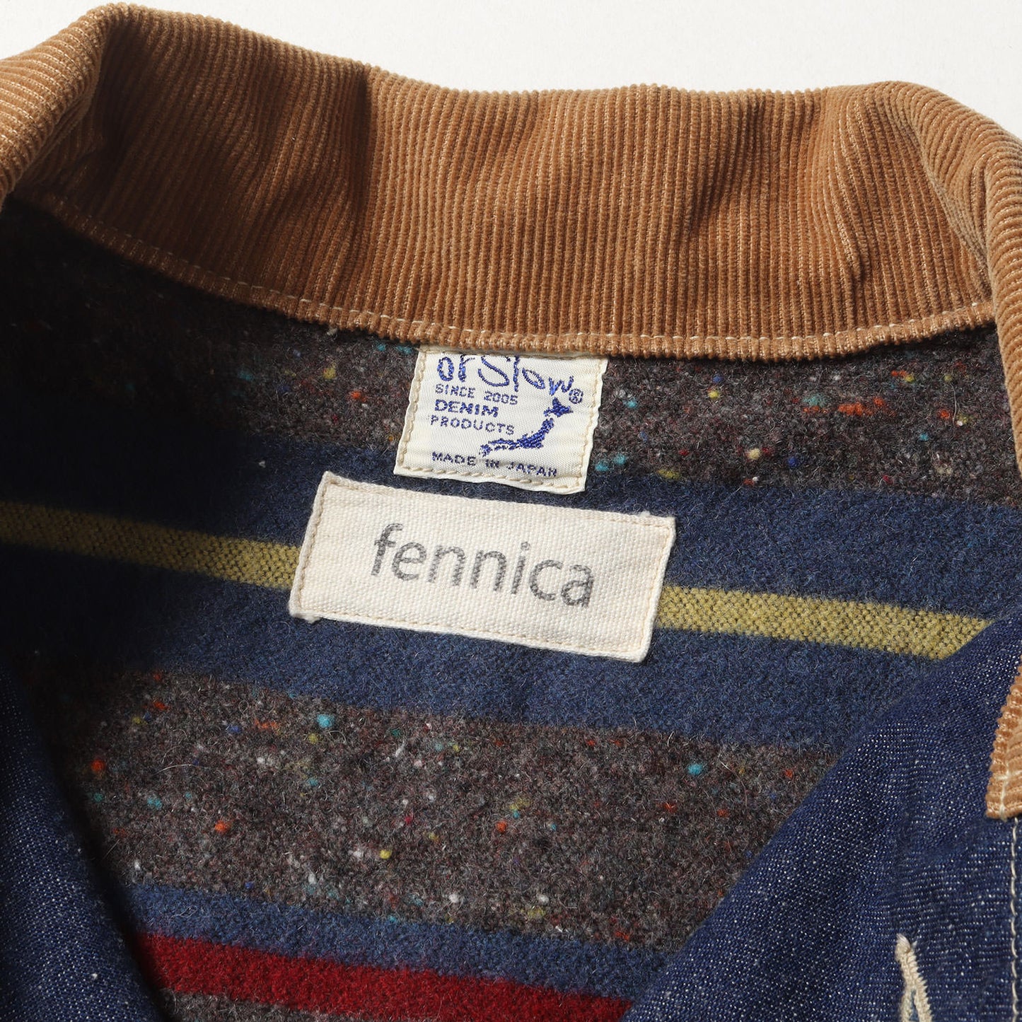 × fennica ブランケットライニング ネップ混デニム メカニック ジャケット (Mechanic jacket blanket lined) / ショート カバーオール ブルゾン コート アウター 羽織 定番 ベーシック アメカジ ワーク ラギット