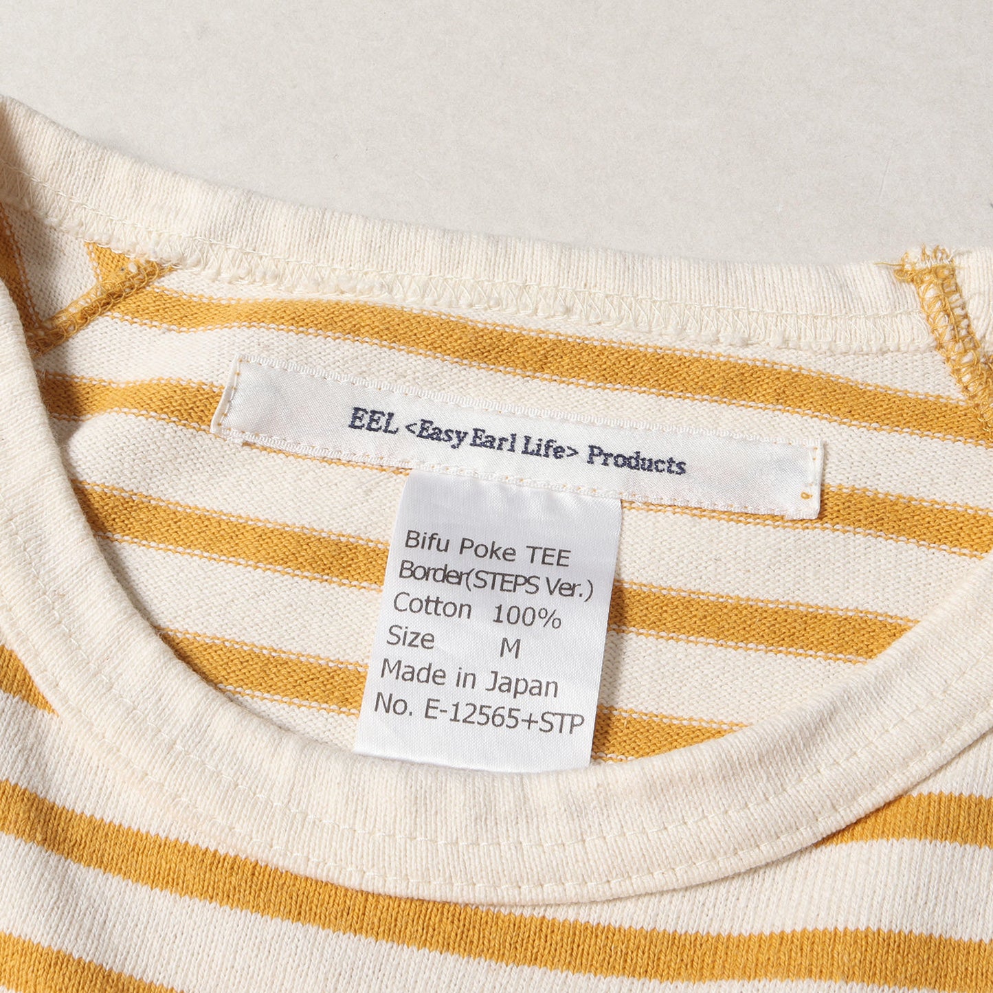 × STEPS 別注 ボーダー ビフポケ ラグラン カットソー (Bifu Poke Tee E-12565+STP) / 七分袖 Tシャツ クォータースリーブ