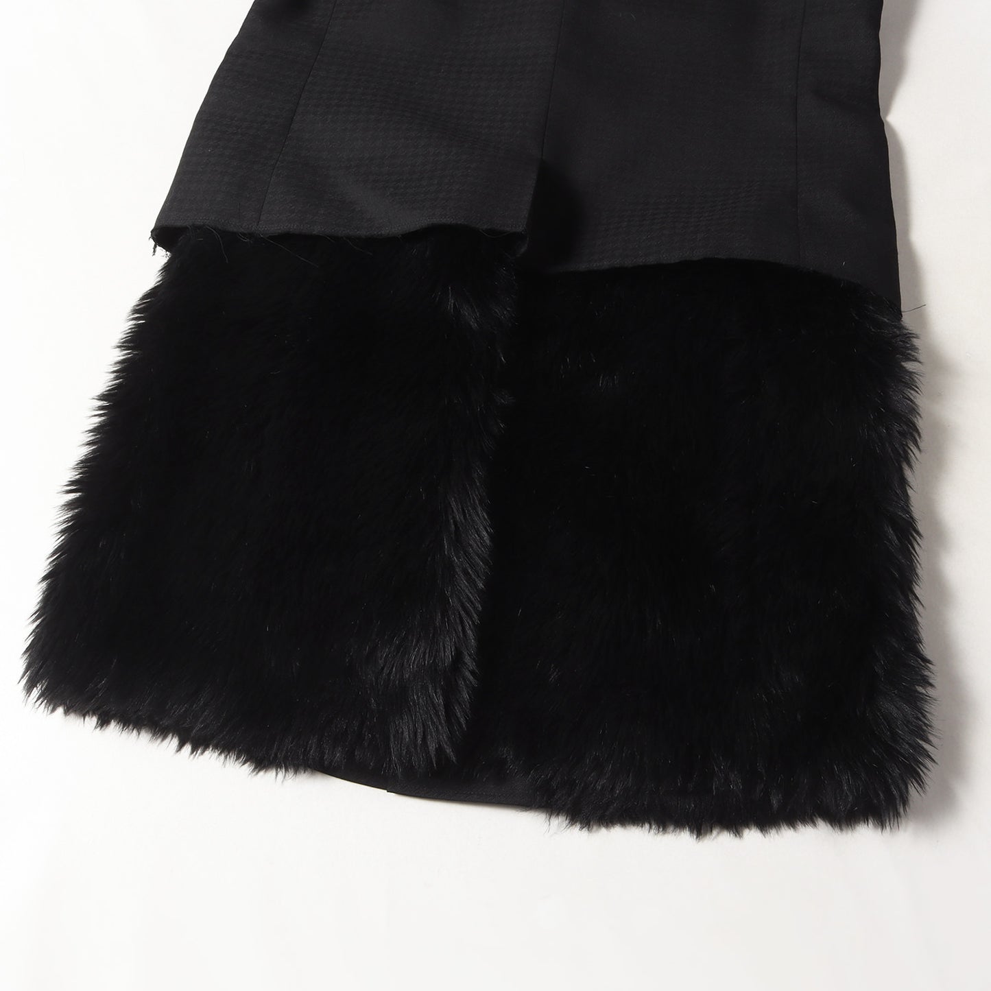 23AW フェイクファー ドッキング シャドーハウンドトゥース 2B テーラード ジャケット (PL-J029) / 切替 コート スカート Tailoring of the Avant-Garde