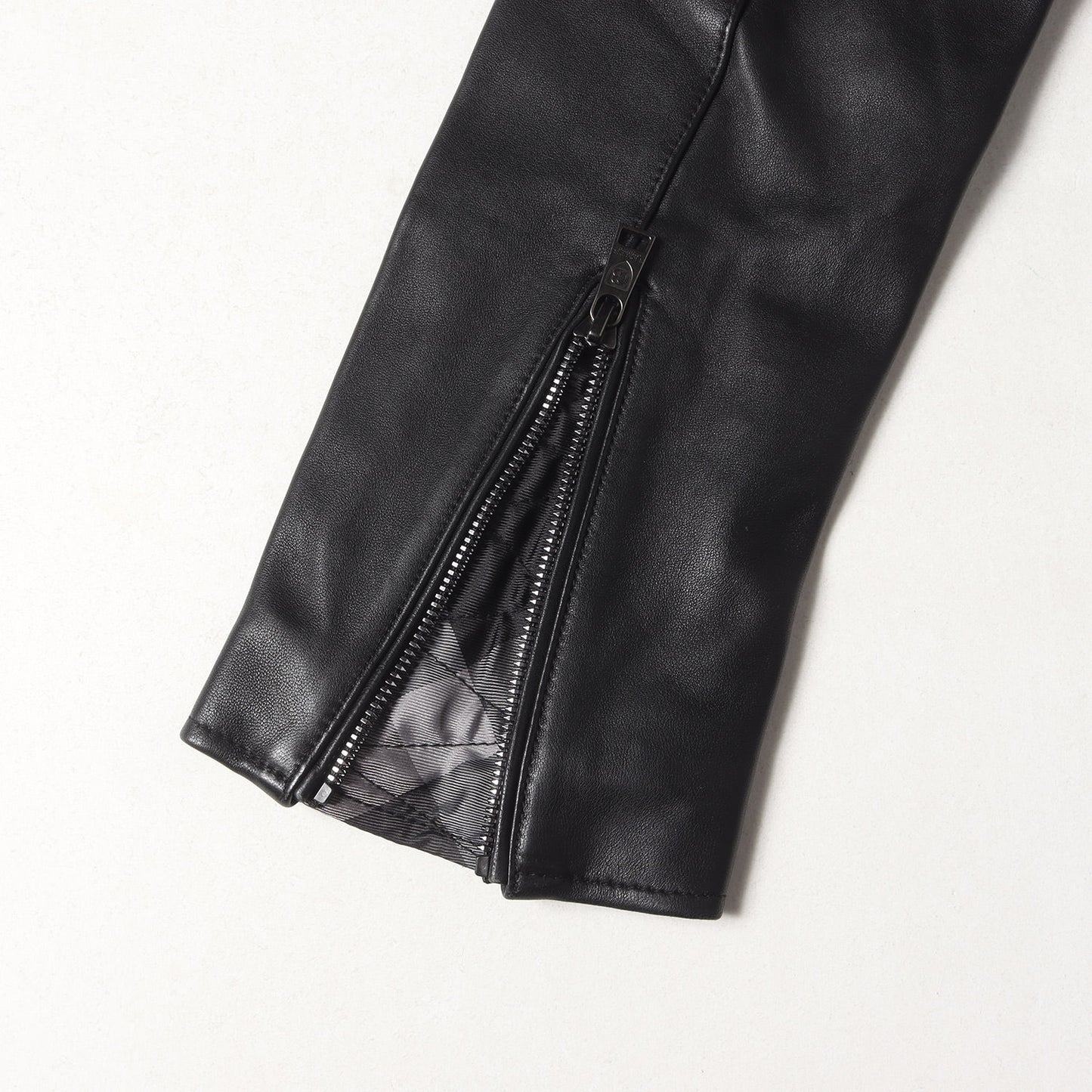 シープスキンレザー シングル ダブルジップ ライダース ジャケット