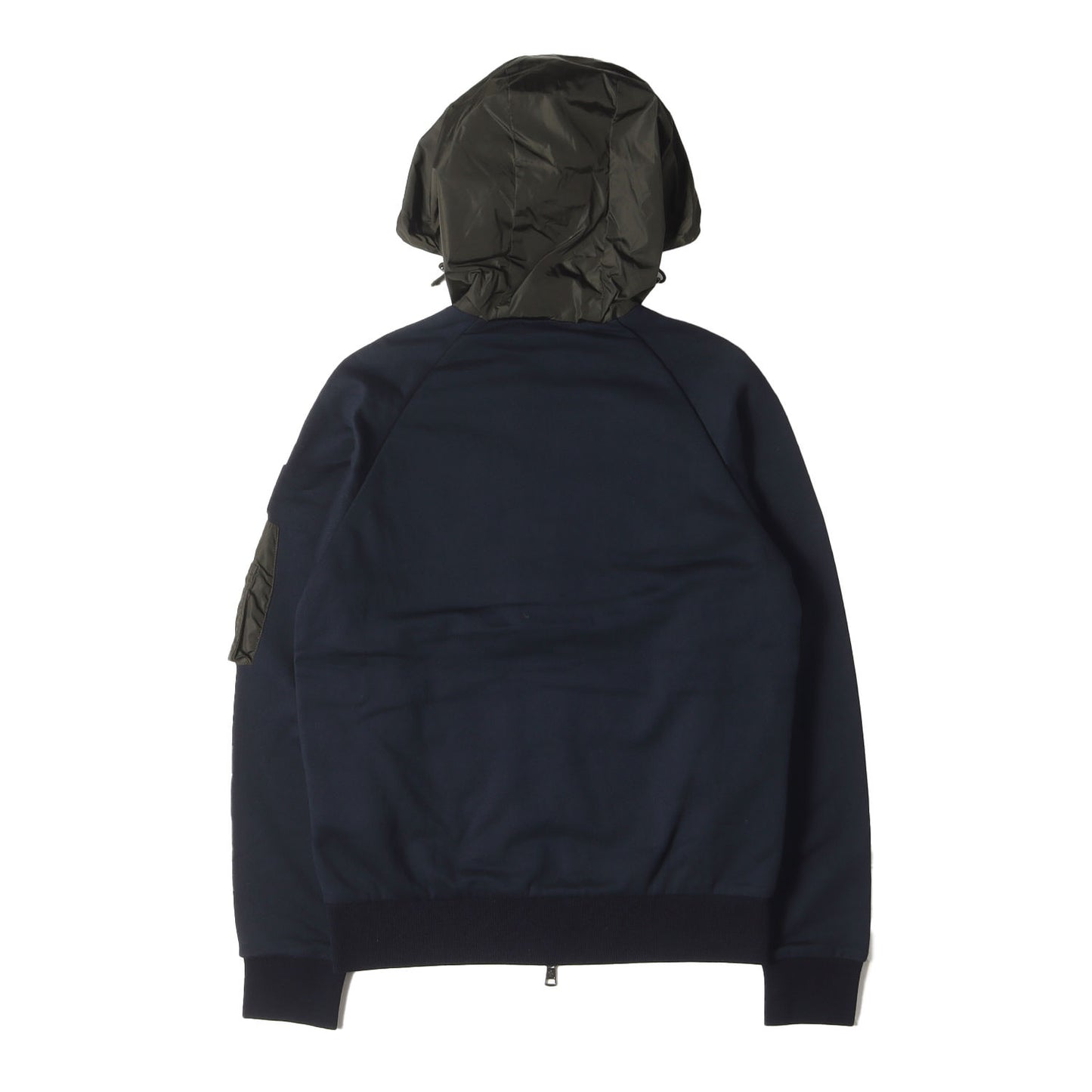 フーデッド スウェット コンビ ダブルジップ ナイロン ダウン ジャケット (MAGLIA CARDIGAN) / 裏毛 ブルゾン カーディガン パーカー 定番 ベーシック ラグカジ イタカジ