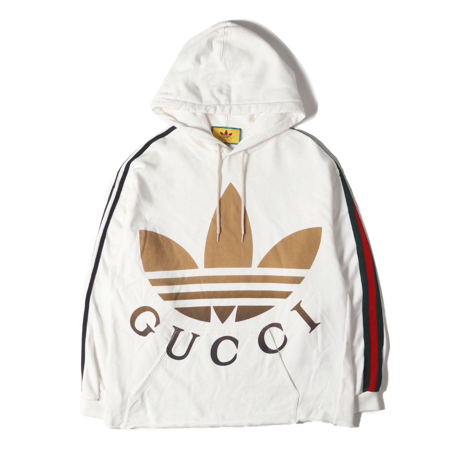 GUCCI (グッチ) 23SS × adidas シェリーライン スリーストライプ トレフォイル ロゴ スウェット パーカー (722967  XJE1L) / 裏毛 フーディー プルオーバー ラグカジ ラグジュアリー – ブランド古着の通販・買取 | BEEGLE by Boo-Bee