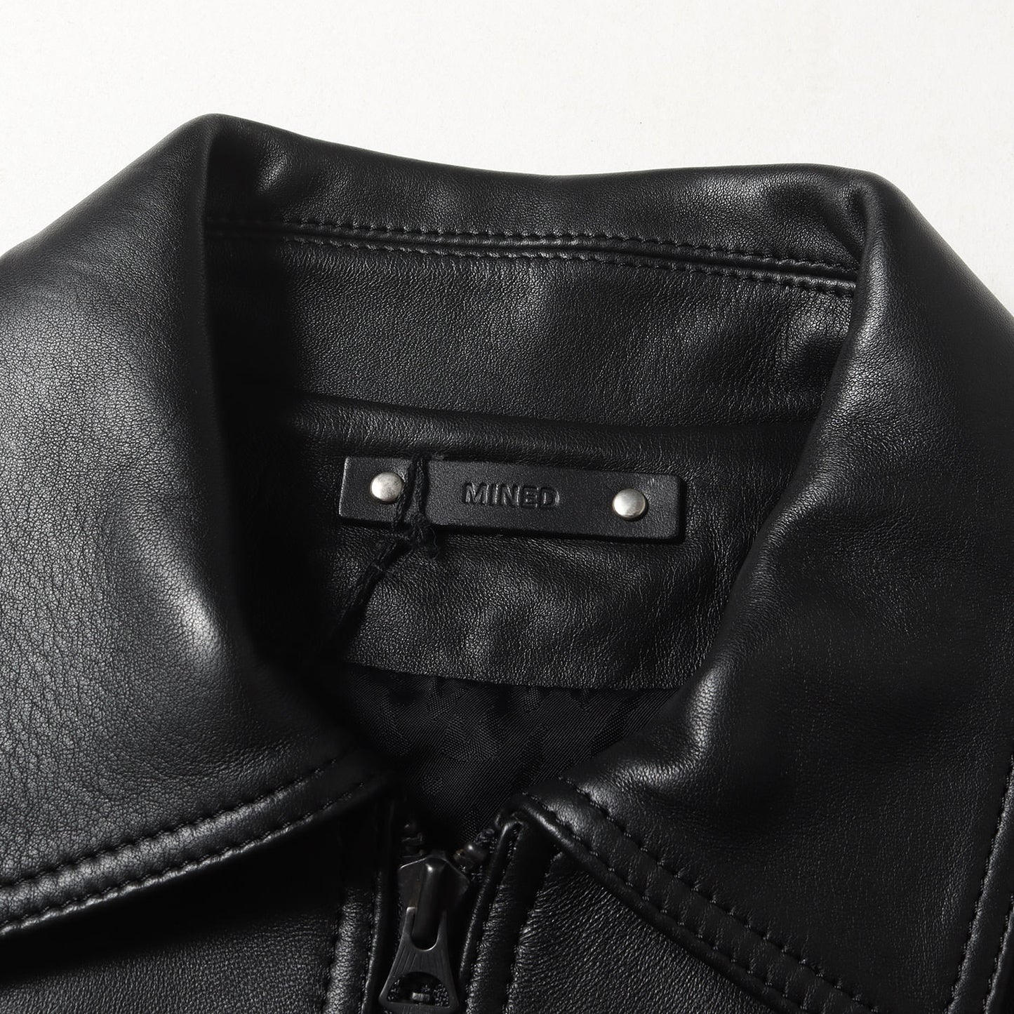 × EVER 別注 ラムレザー ジップアップ ブルゾン (LAMB LEATHER ZIP UP RIB BLOUSON 20MND-EV001) / シングル ライダース ジャケット モーターサイクル バイカーズ アウター 羽織 定番 ベーシック ワーク アメカジ