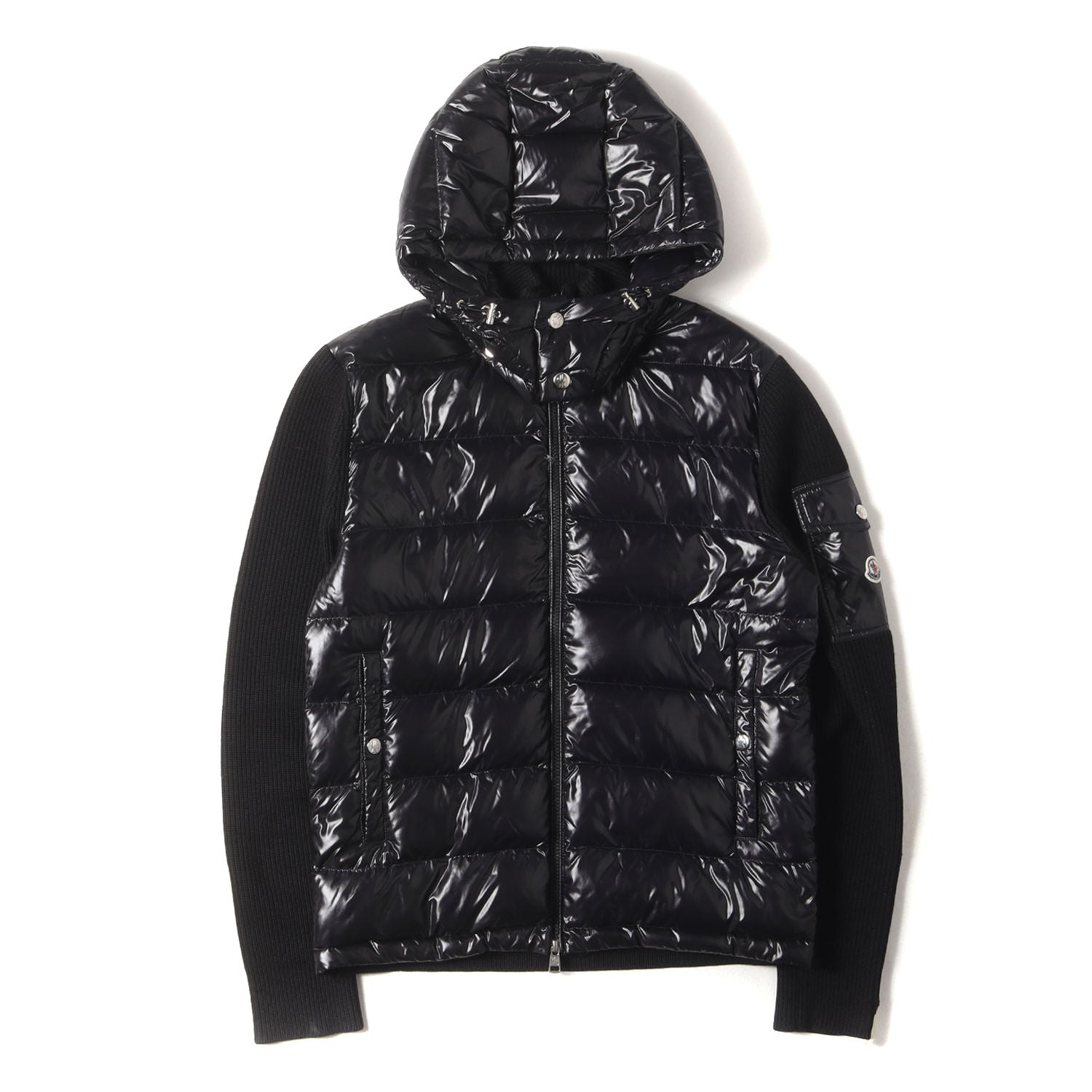 MONCLER (モンクレール) フーデッド ニット コンビ ナイロン ダウン ジャケット (MAGLIONE TRICOT CARDIGAN  E20919416200) - ブランド古着の通販・買取 | BEEGLE by Boo-Bee