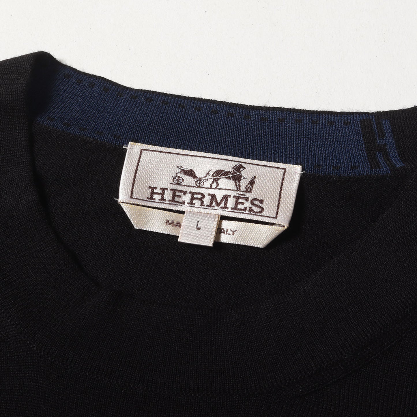 23AW ネック Hジャガード ウール ハイゲージ ニット / セーター プルオーバー ニットソー カットソー 定番 ベーシック ビジカジ オフィカジ ラグカジ ラグジュアリー カジュアル