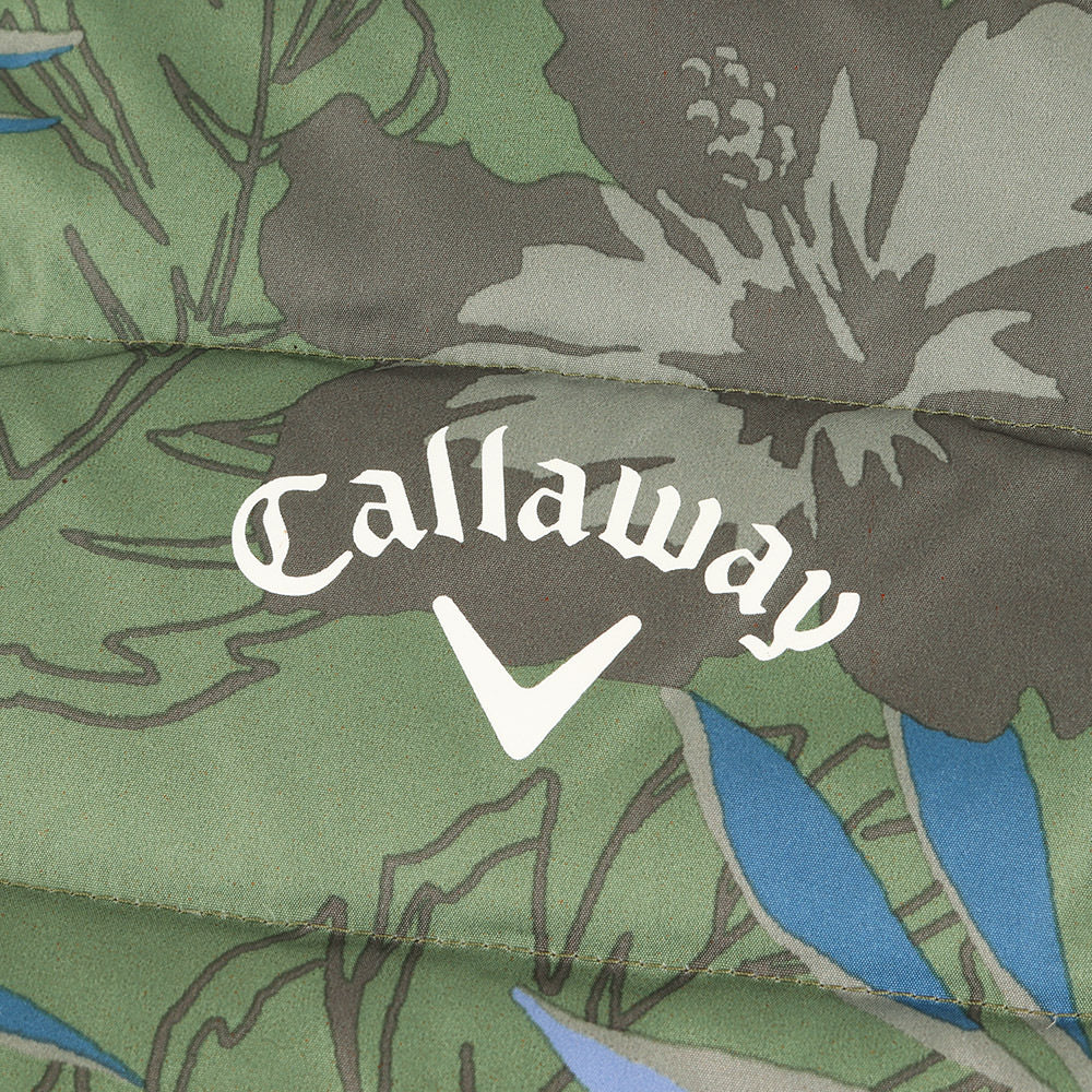 ワンポイント ロゴ リーフ ボタニカル ポリ ダブルジップ ダウンベスト / スリーブレス ジャケット ノースリーブ ブルゾン 総柄 アウター 羽織 定番 ベーシック スポーツ ゴルフ ウェア