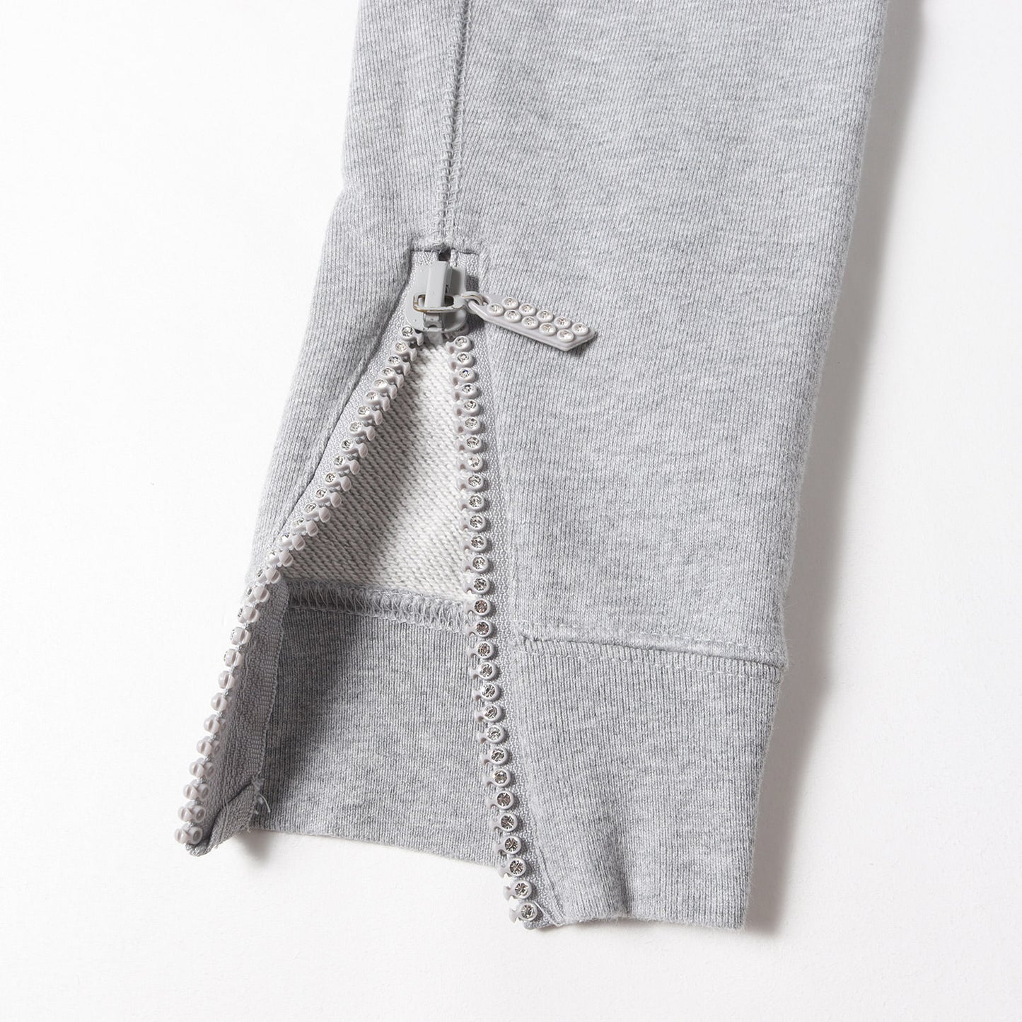 ラインストーン ライトウェイト スウェット イージー パンツ / 裾ジップ ラグカジ 裏毛 RELAX