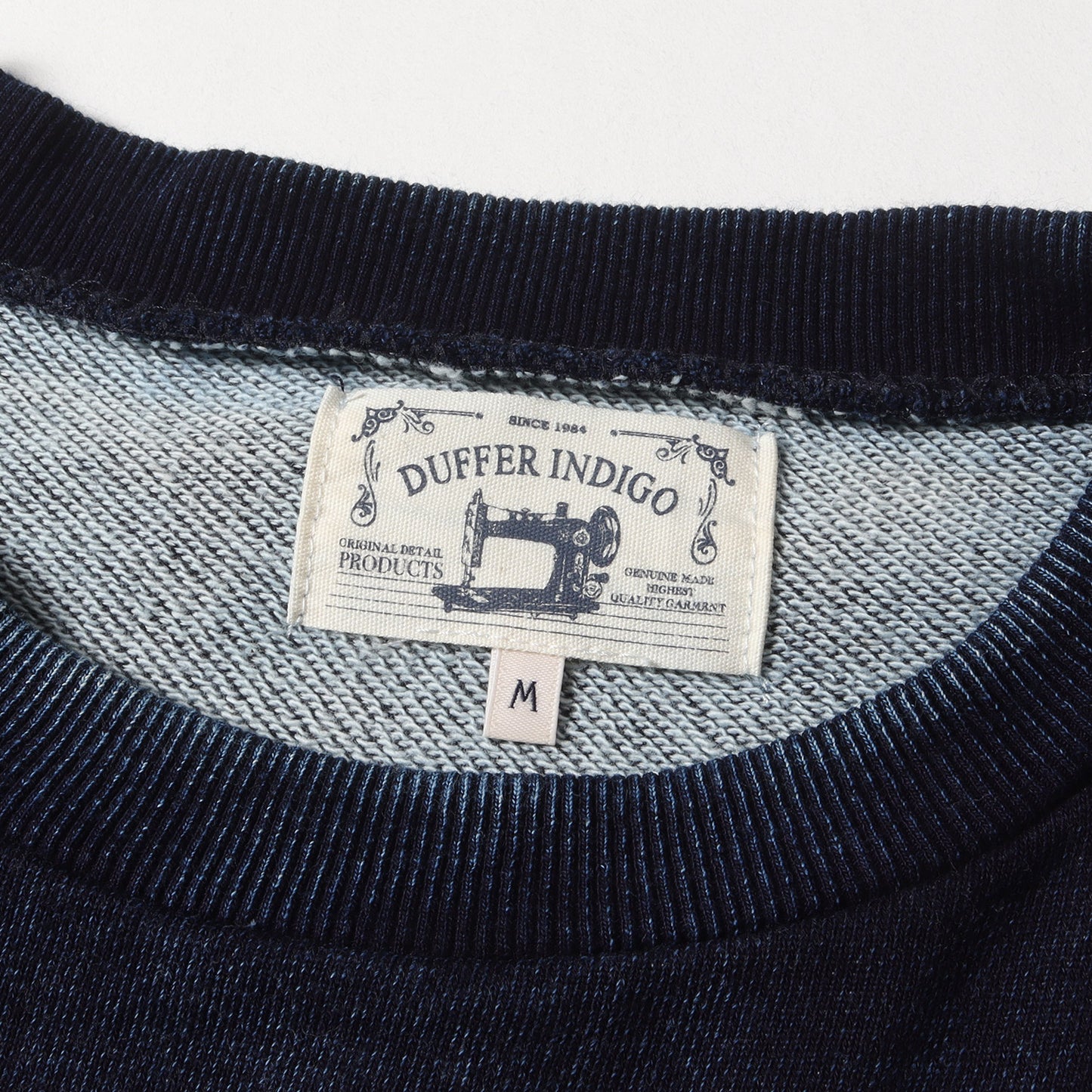 インディゴ染め ケーブル編み コットンニット 切替 ラグランスリーブ スウェット (227353 KN35I) / 裏毛 トレーナー プルオーバー 定番 ベーシック アメカジ アメトラ